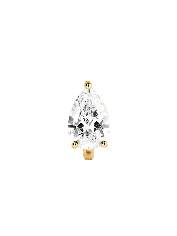 14K OVERSIZED PEAR-CUT HUGGIE IN LAB DIAMOND
