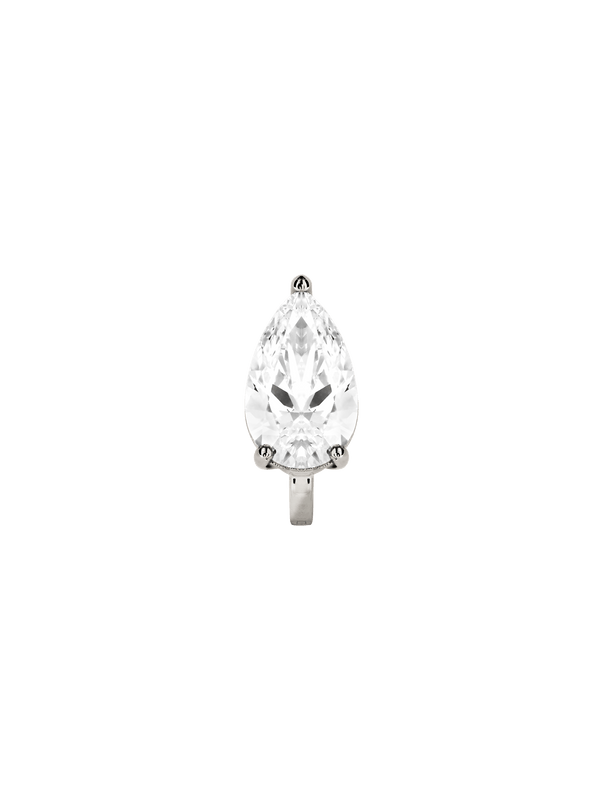 14K ILLUSION HUGGIE EARRING IN PEAR-CUT LAB DIAMOND, 14K WHITE GOLD