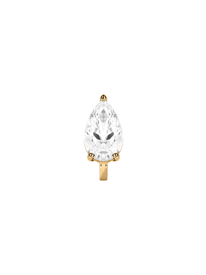 14K ILLUSION HUGGIE EARRING IN PEAR-CUT LAB DIAMOND, 14K YELLOW GOLD