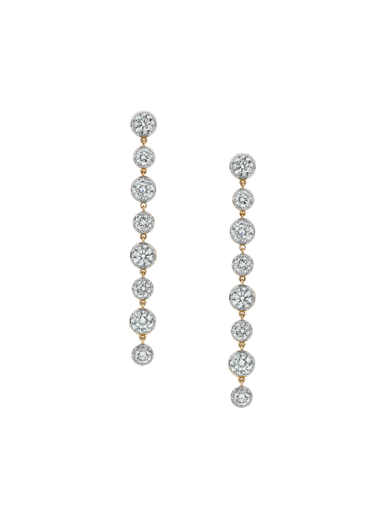 14K SHORT SYLVIE RIVIÈRE EARRINGS IN LAB DIAMOND, 14K YELLOW GOLD WITH WHITE RHODIUM BEZEL