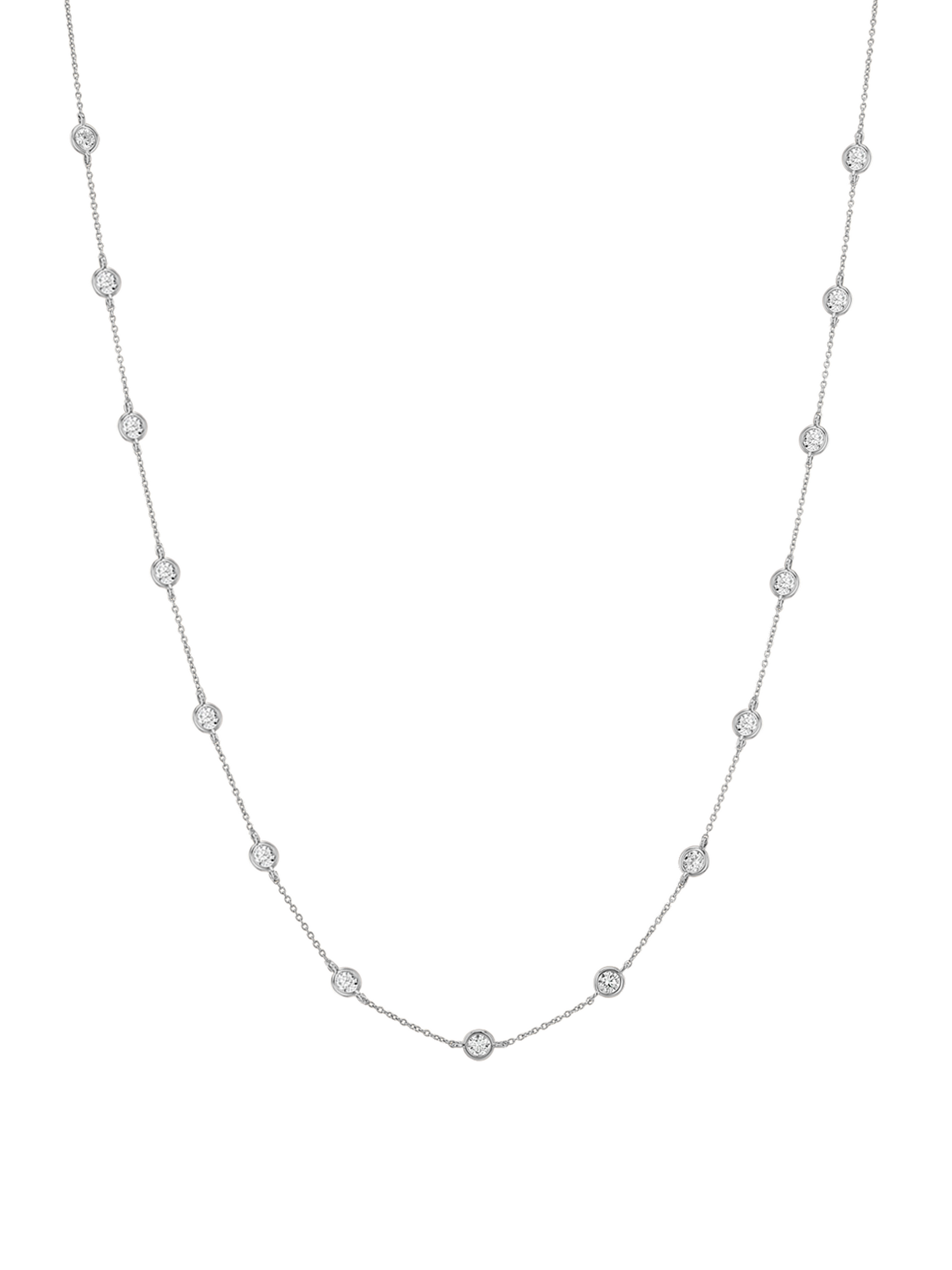 14K CLEMENCE NECKLACE IN 1.50CTS LAB DIAMOND, 14K WHITE GOLD