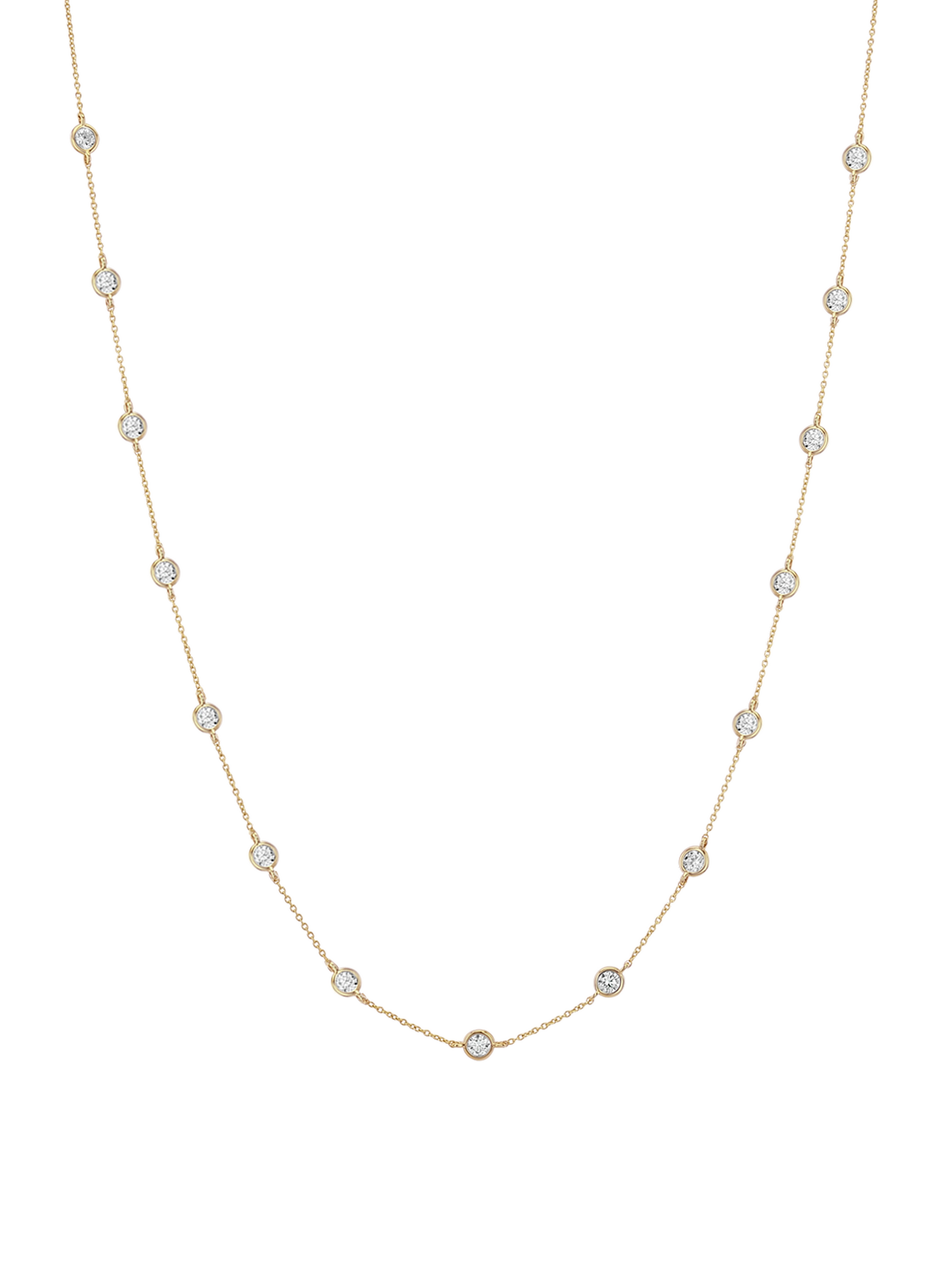 14K CLEMENCE NECKLACE IN 1.50CTS LAB DIAMOND, 14K YELLOW GOLD