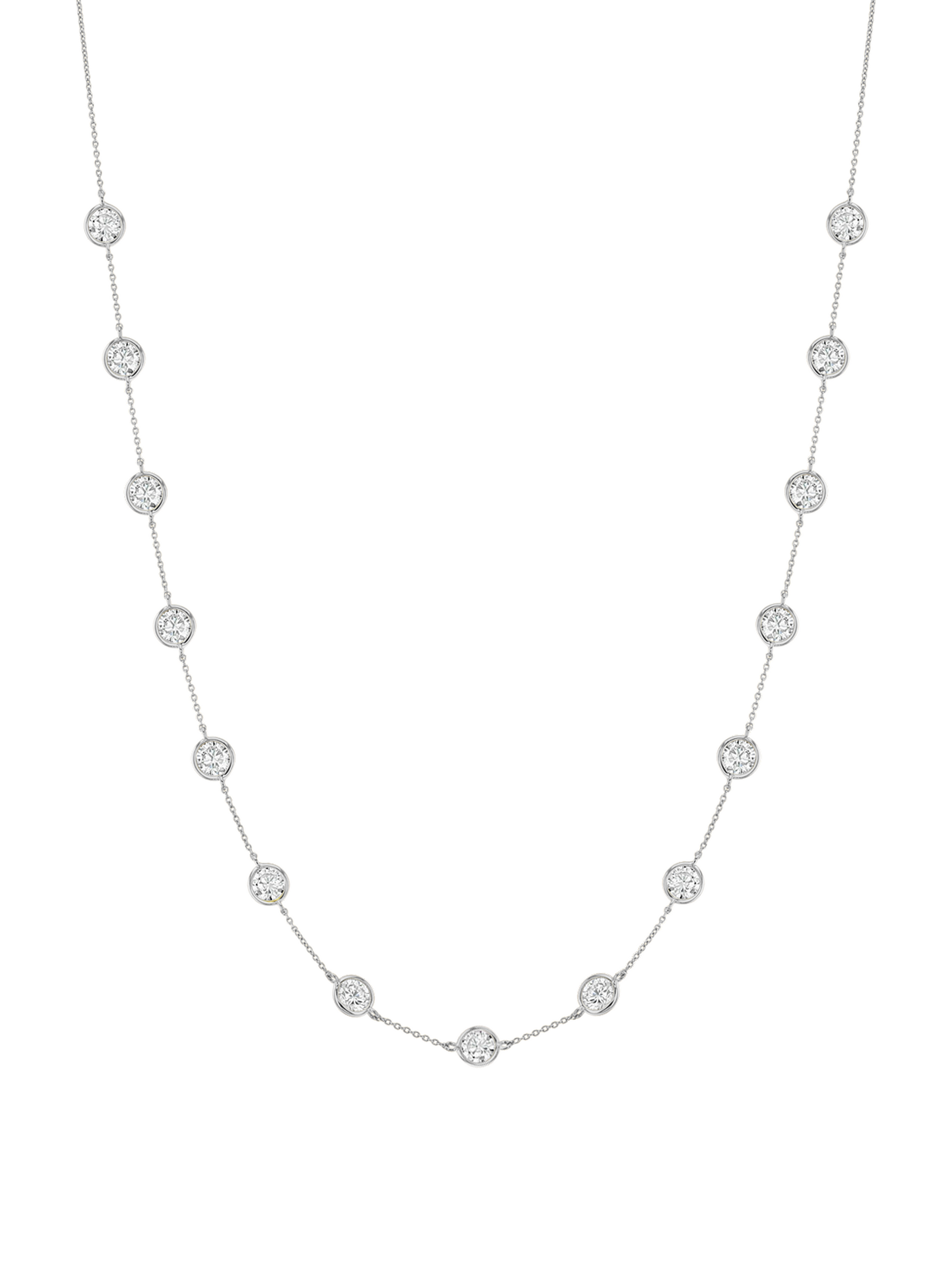 14K CLEMENCE NECKLACE IN 7.50CTS LAB DIAMOND, 14K WHITE GOLD