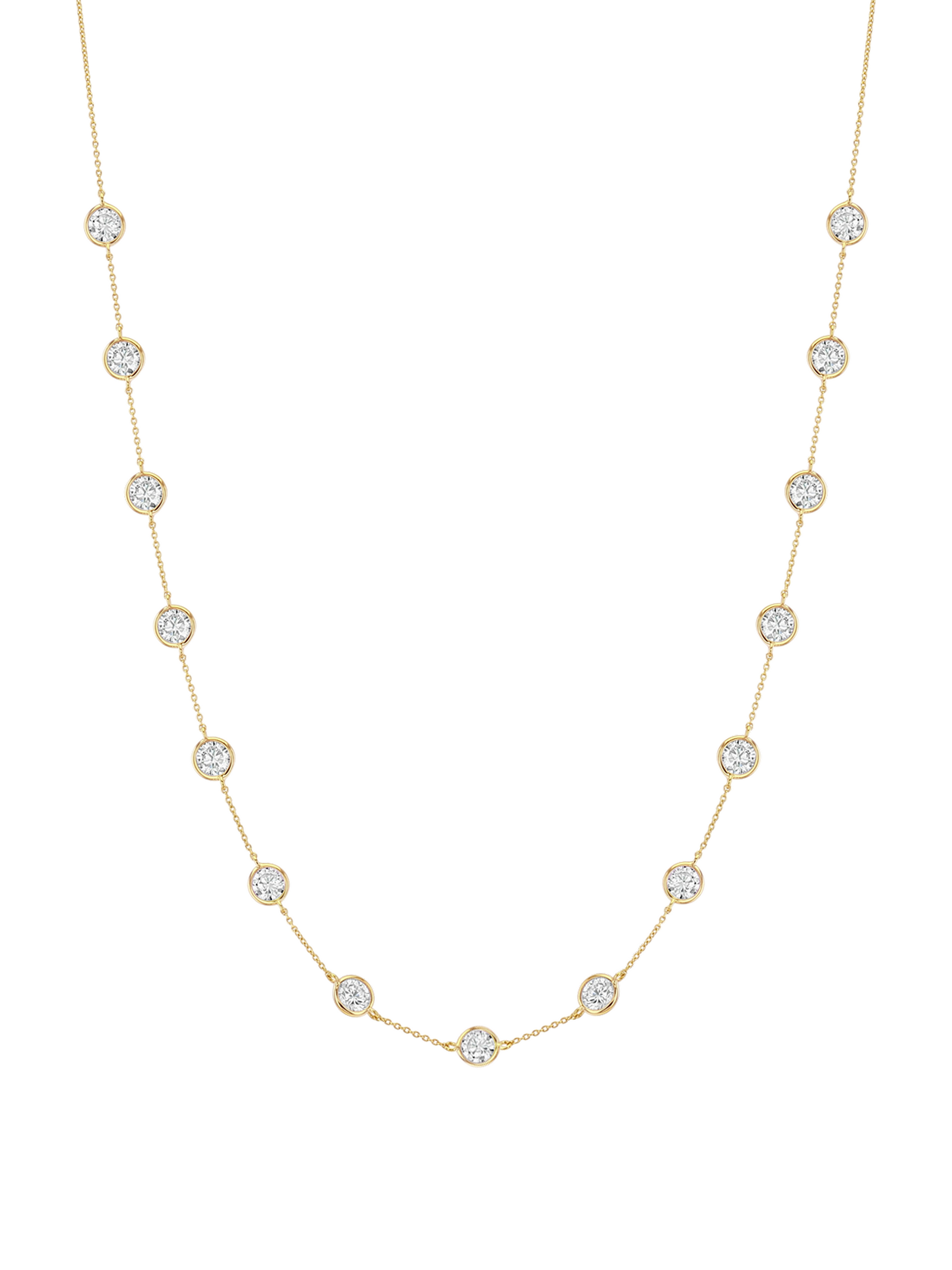 14K CLEMENCE NECKLACE IN 7.50CTS LAB DIAMOND, 14K YELLOW GOLD
