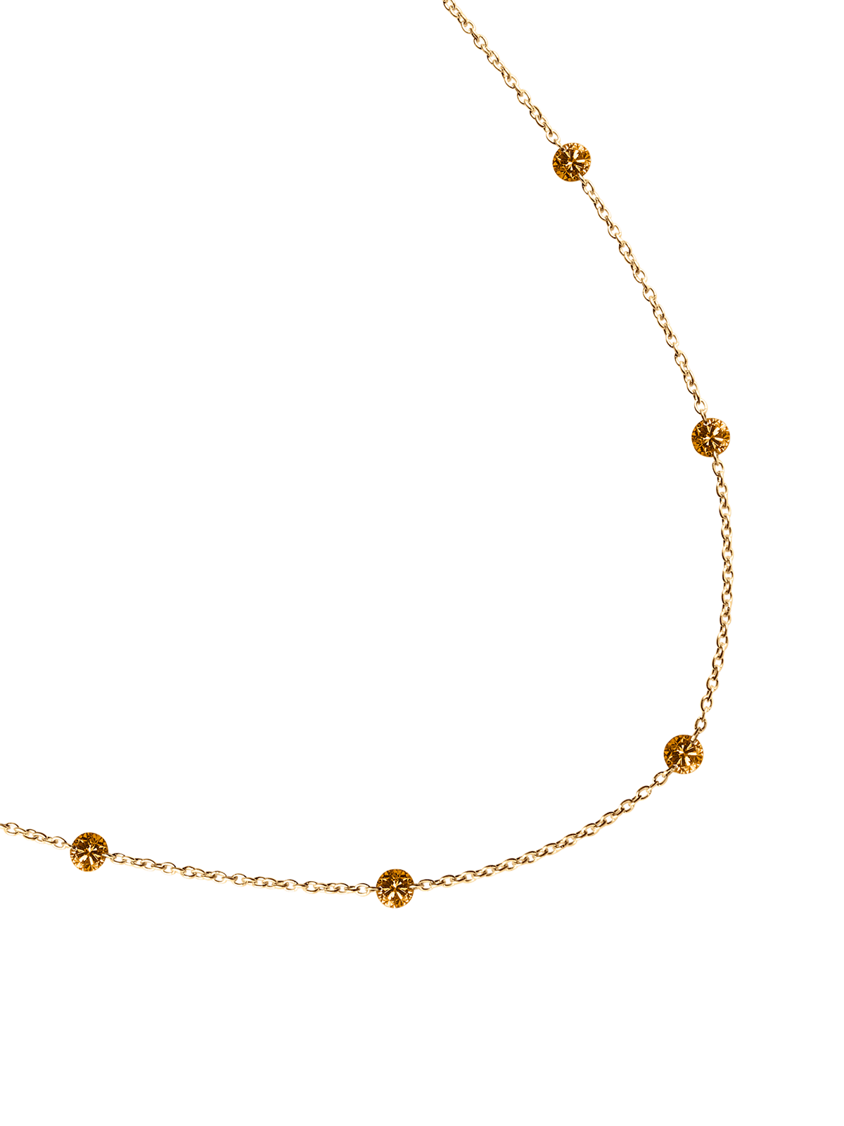 14K ROUND-CUT FLOATING NECKLACE IN AMBER LAB DIAMOND, 14K YELLOW GOLD