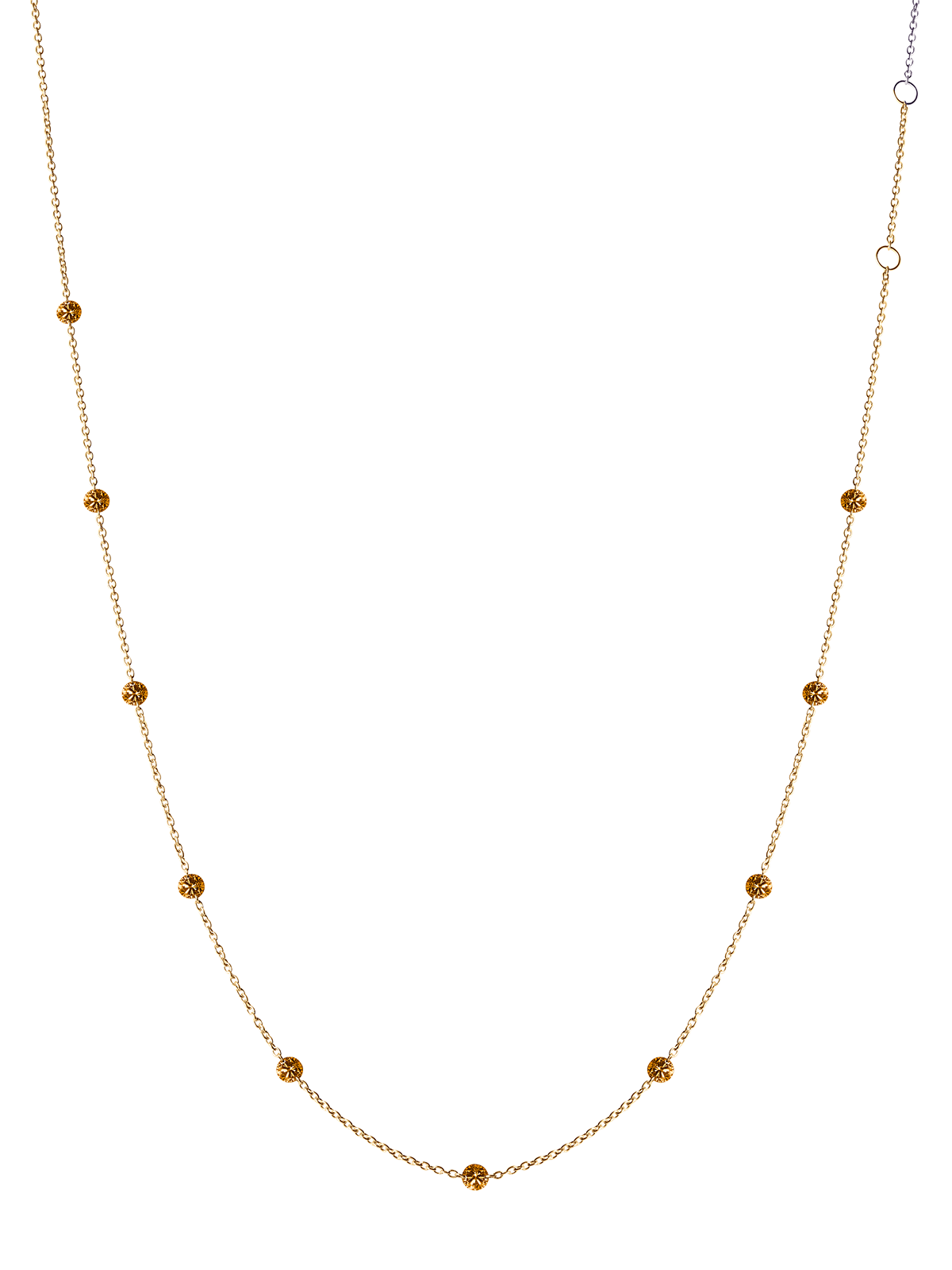 14K ROUND-CUT FLOATING NECKLACE IN AMBER LAB DIAMOND, 14K YELLOW GOLD