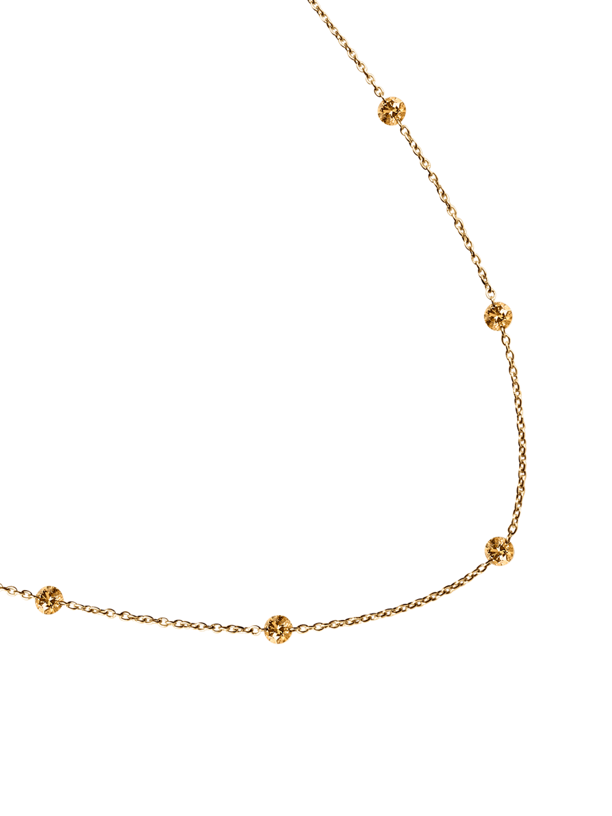 14K ROUND-CUT FLOATING NECKLACE IN CHAMPAGNE LAB DIAMOND, 14K YELLOW GOLD