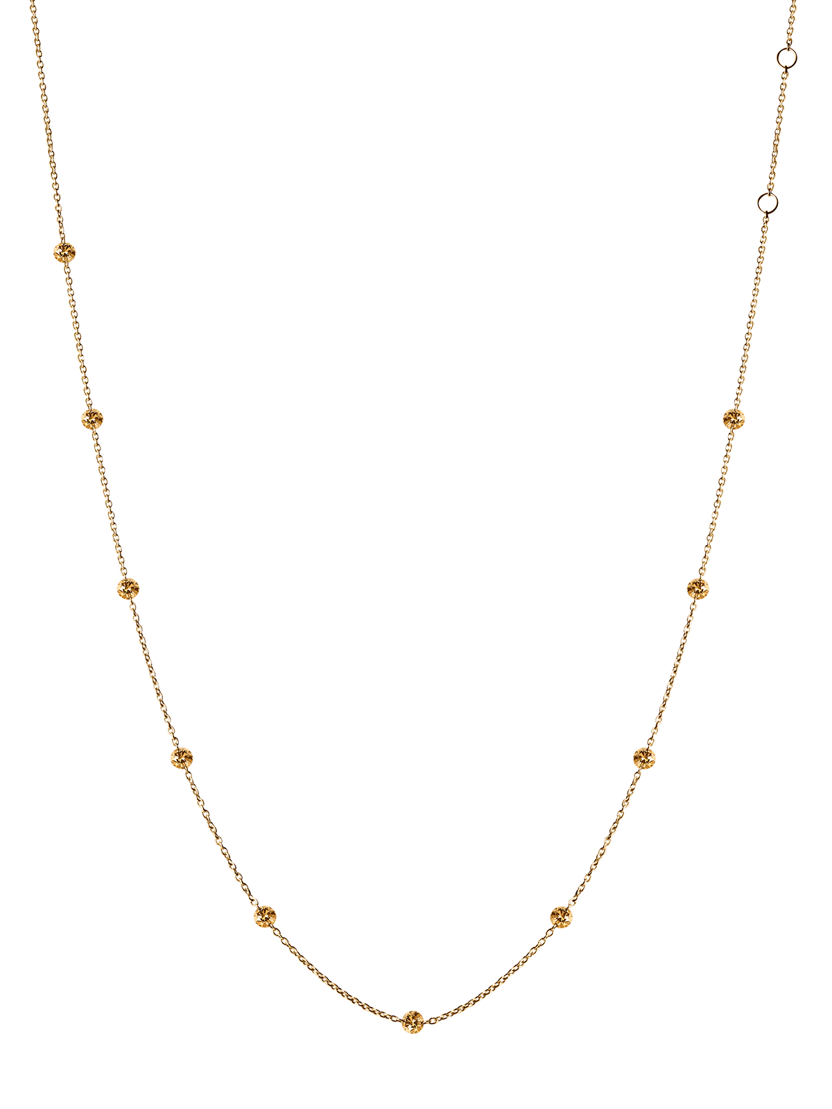 14K ROUND-CUT FLOATING NECKLACE IN CHAMPAGNE LAB DIAMOND, 14K YELLOW GOLD