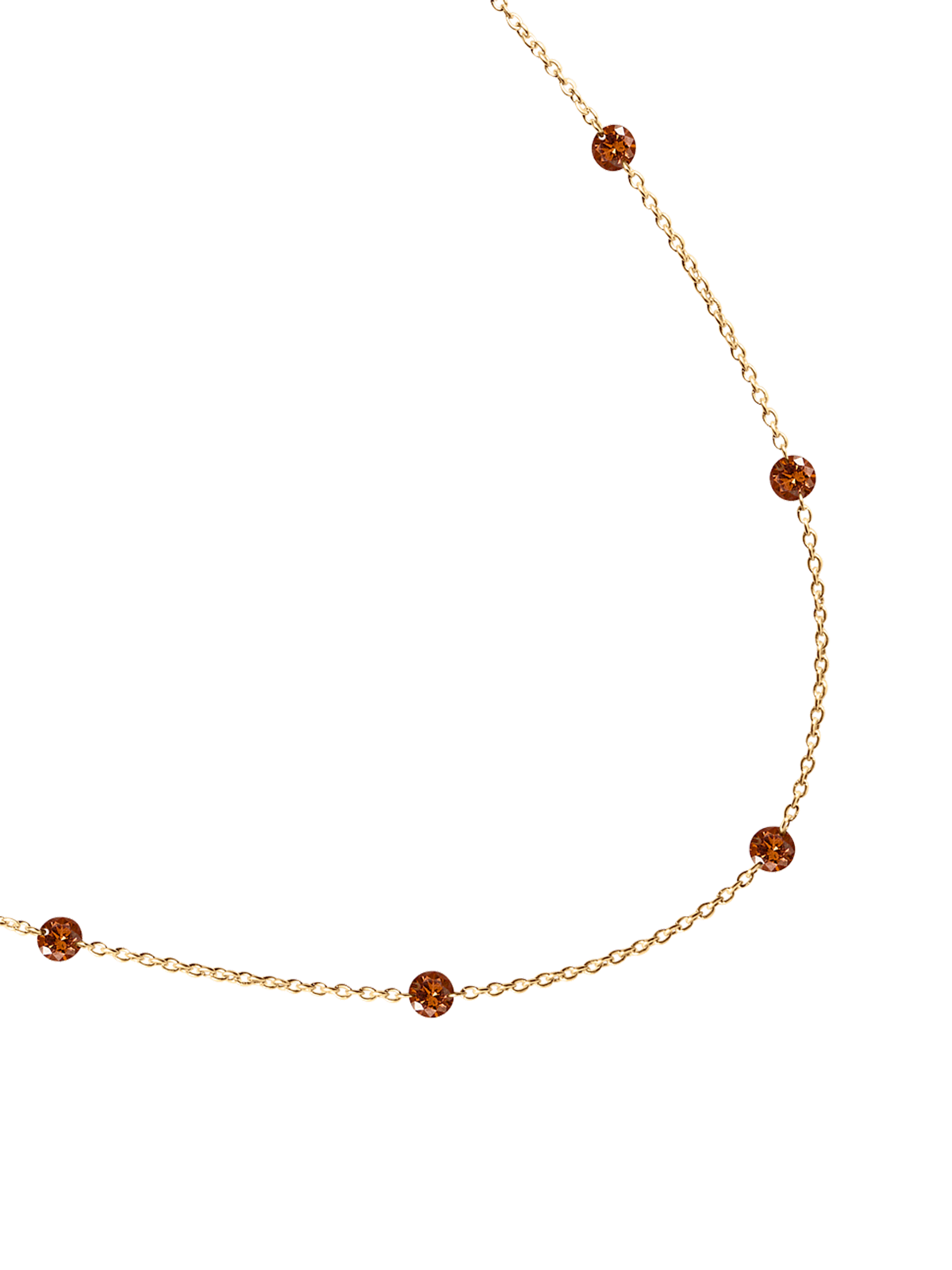 14K ROUND-CUT FLOATING NECKLACE IN COGNAC LAB DIAMOND, 14K YELLOW GOLD