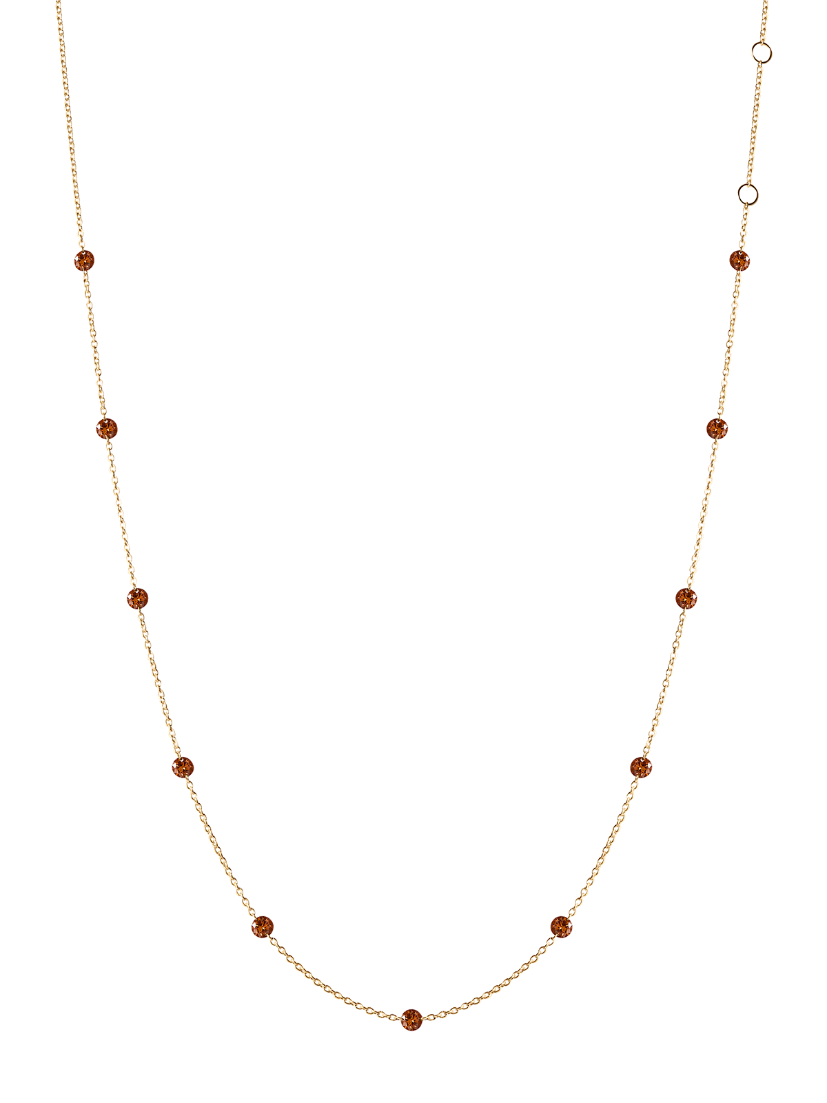 14K ROUND-CUT FLOATING NECKLACE IN COGNAC LAB DIAMOND, 14K YELLOW GOLD
