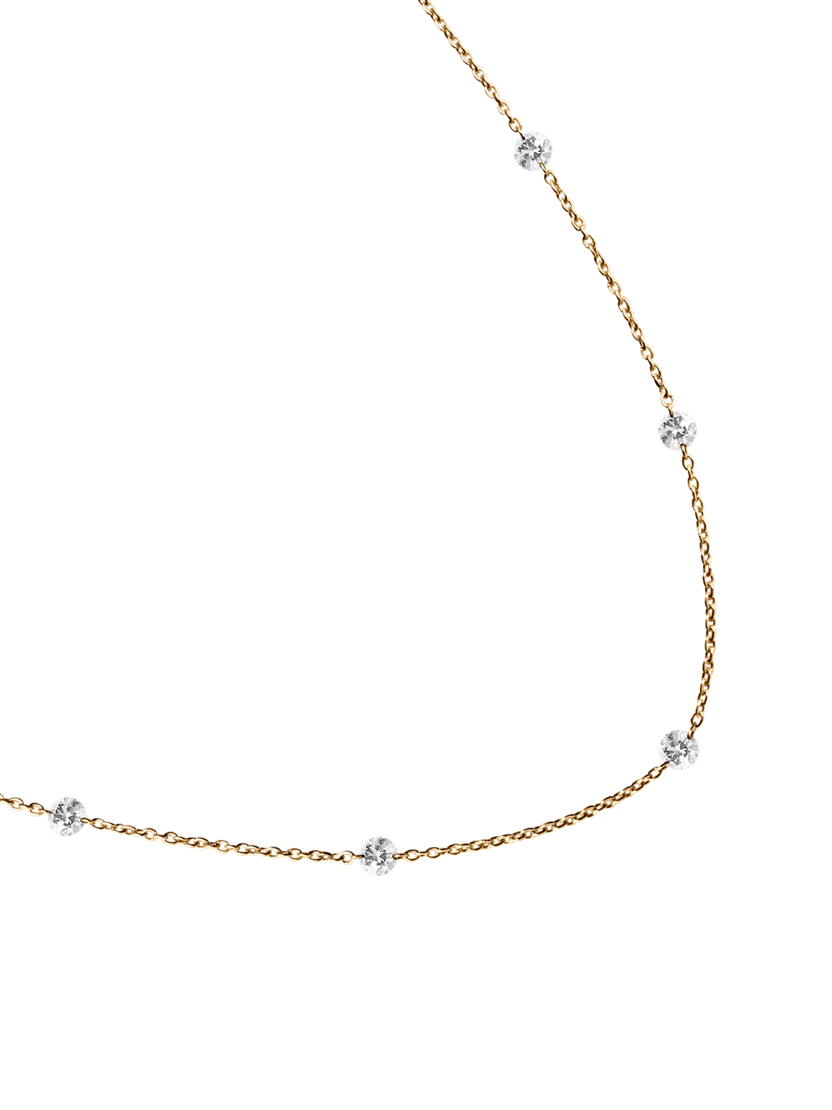 14K ROUND-CUT FLOATING NECKLACE IN LAB DIAMOND, 14K YELLOW GOLD