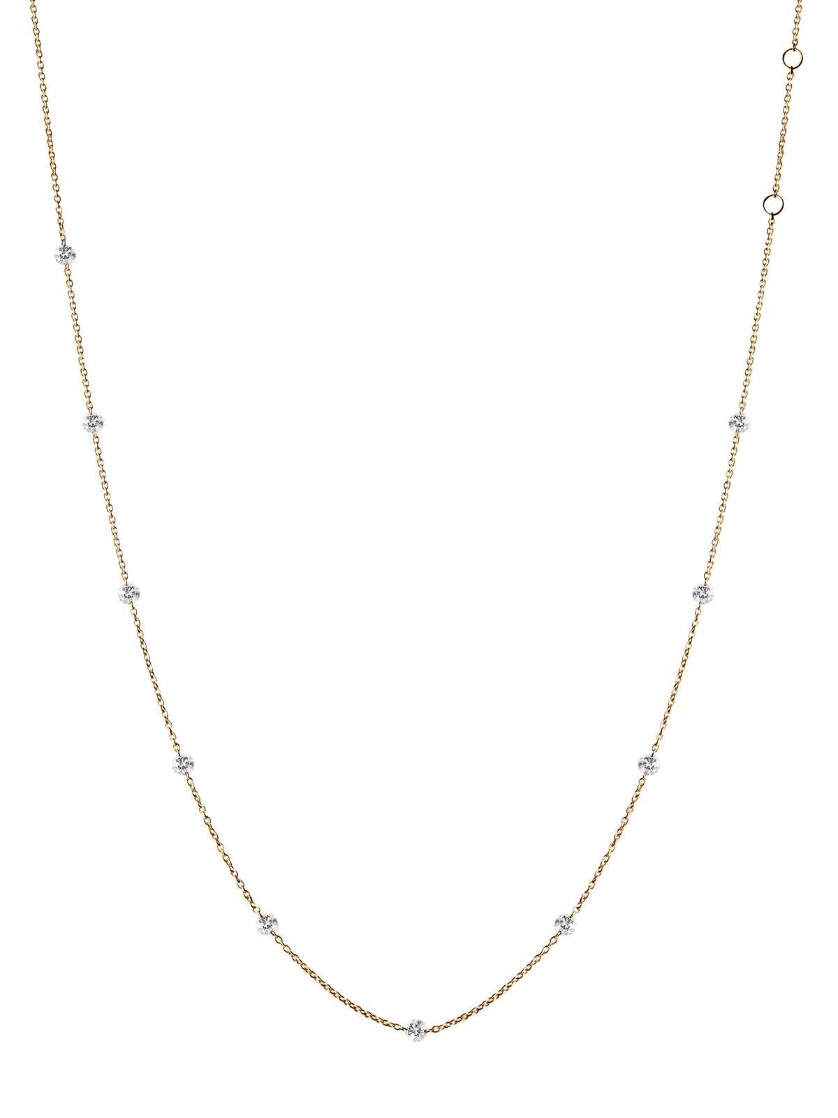 14K ROUND-CUT FLOATING NECKLACE IN LAB DIAMOND, 14K YELLOW GOLD