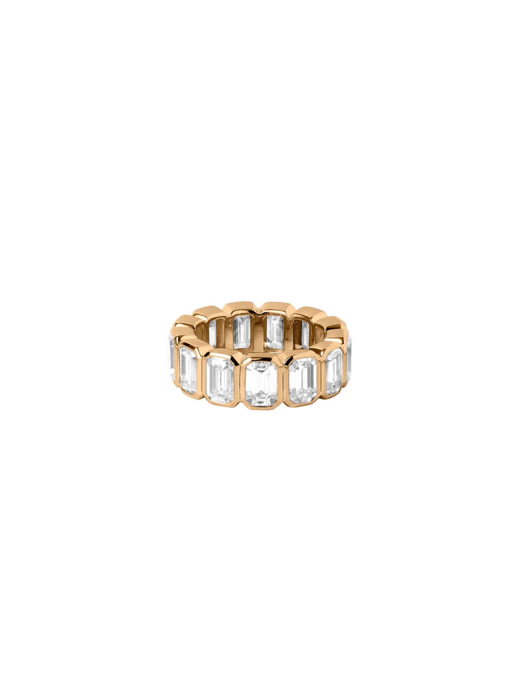 14K EMERALD-CUT BEZEL ETERNITY BAND IN LAB DIAMOND, 14K YELLOW GOLD