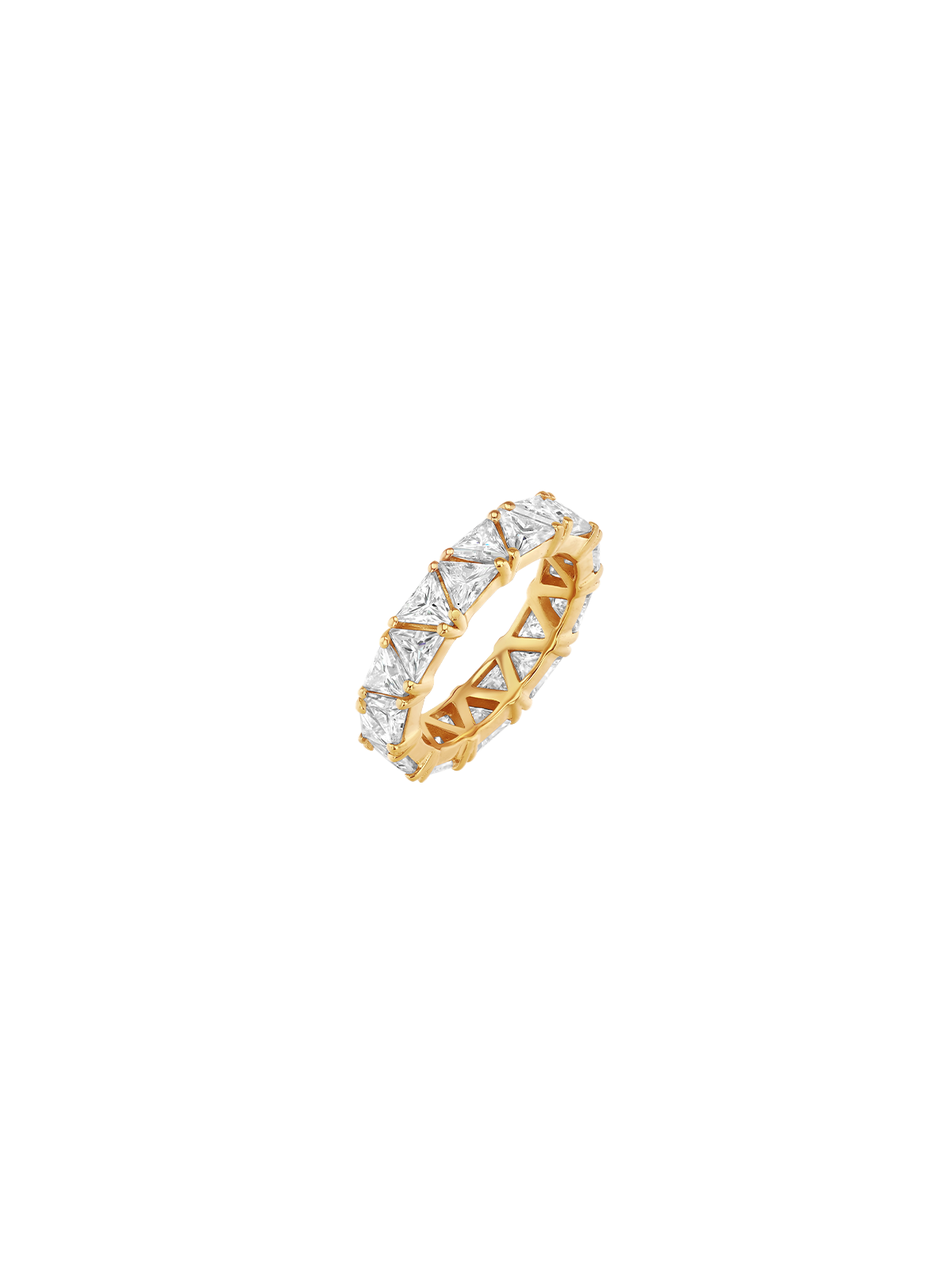14K THEODORA TRILLION-CUT ETERNITY BAND IN LAB DIAMOND, 14K YELLOW GOLD