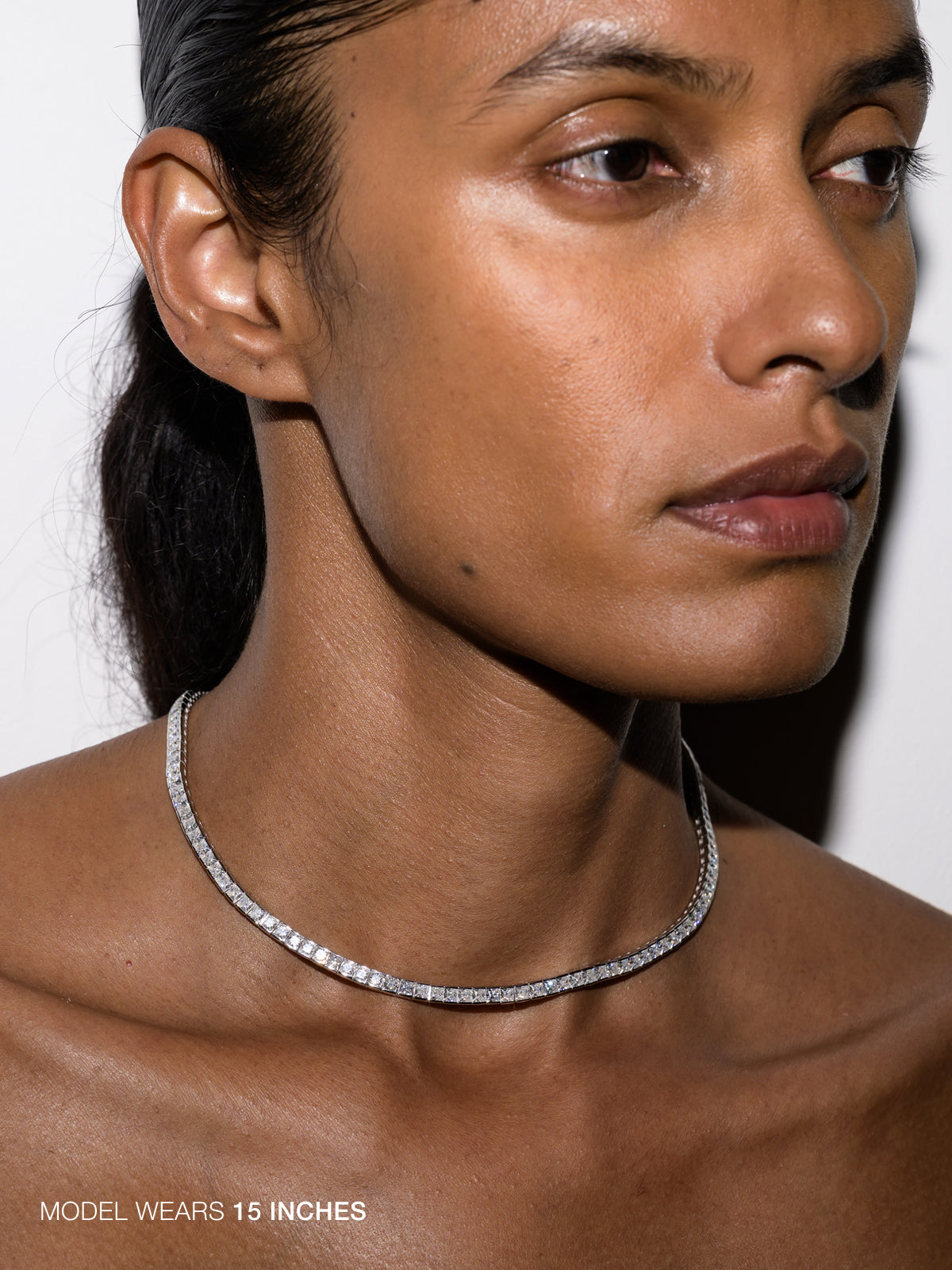 DORSEY PRINCESS-CUT RIVIÈRE NECKLACE IN MOISSANITE, STERLING SILVER