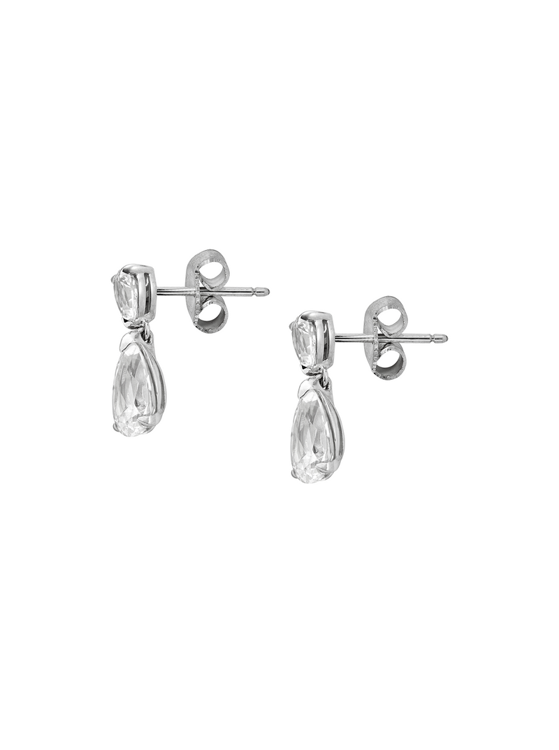 DREE, LARGE LAB-GROWN WHITE SAPPHIRE PEAR DROP EARRINGS