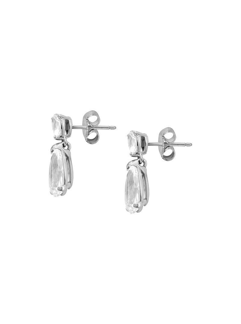 DREE, SMALL LAB-GROWN WHITE SAPPHIRE PEAR DROP EARRINGS