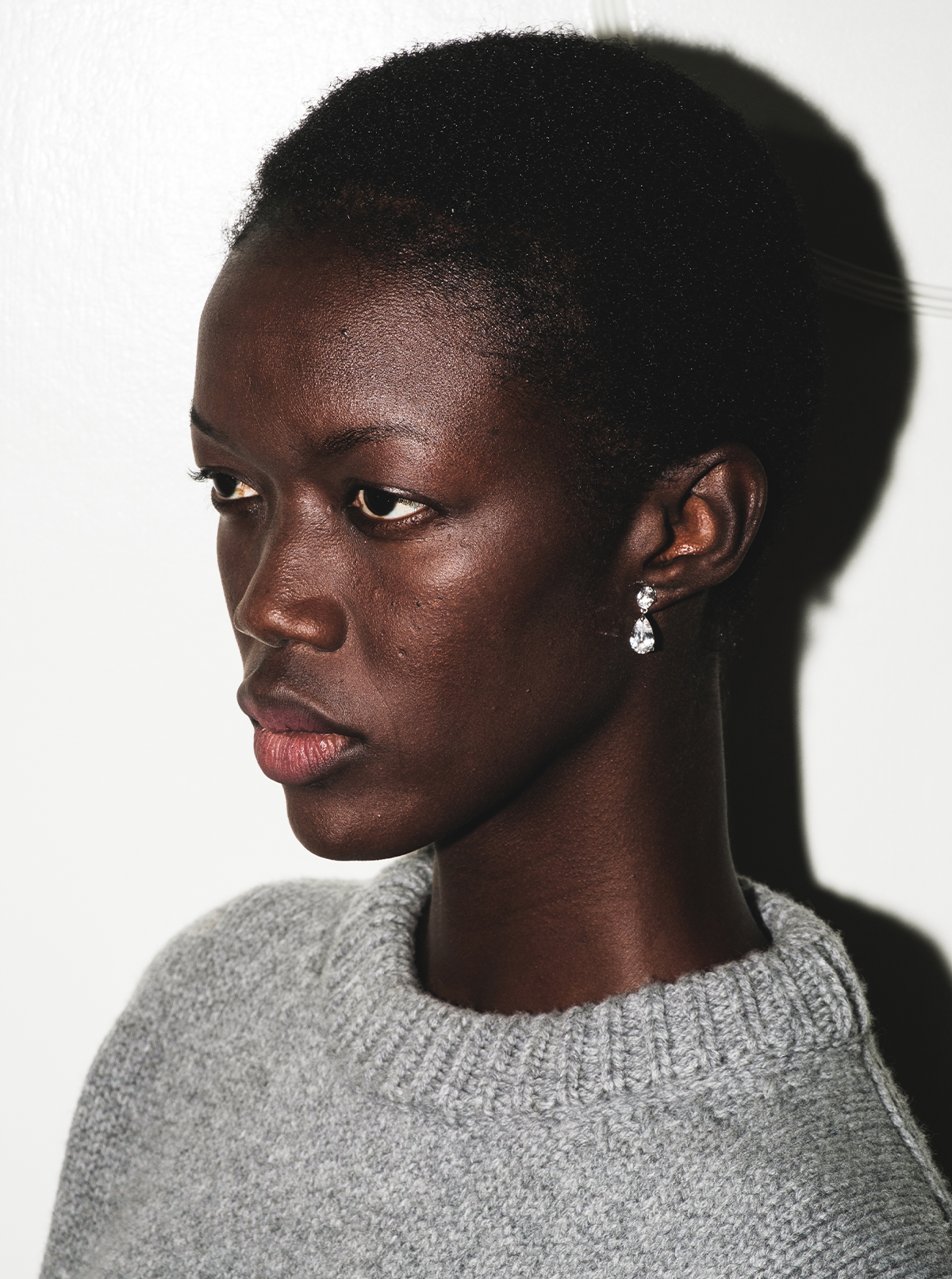 DELPHINE, LAB WHITE SAPPHIRE OVAL AND PEAR DROP EARRINGS