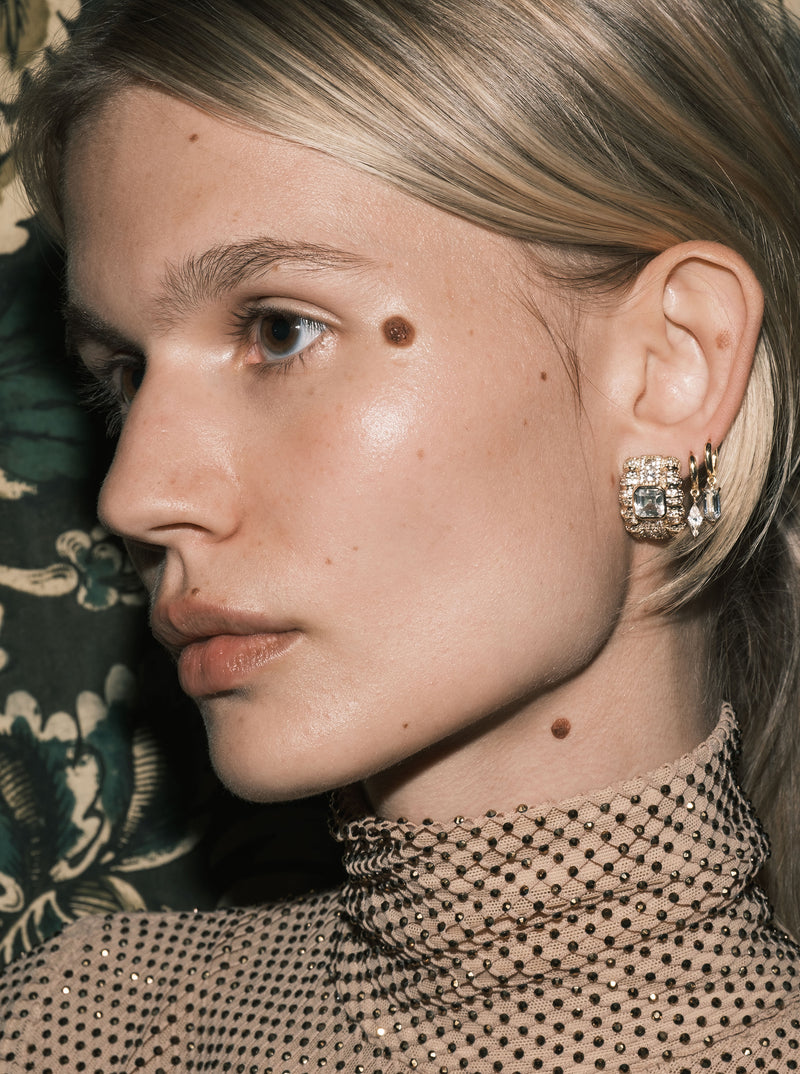 KITE LAB-GROWN WHITE SAPPHIRE HOOP EARRING, SILVER