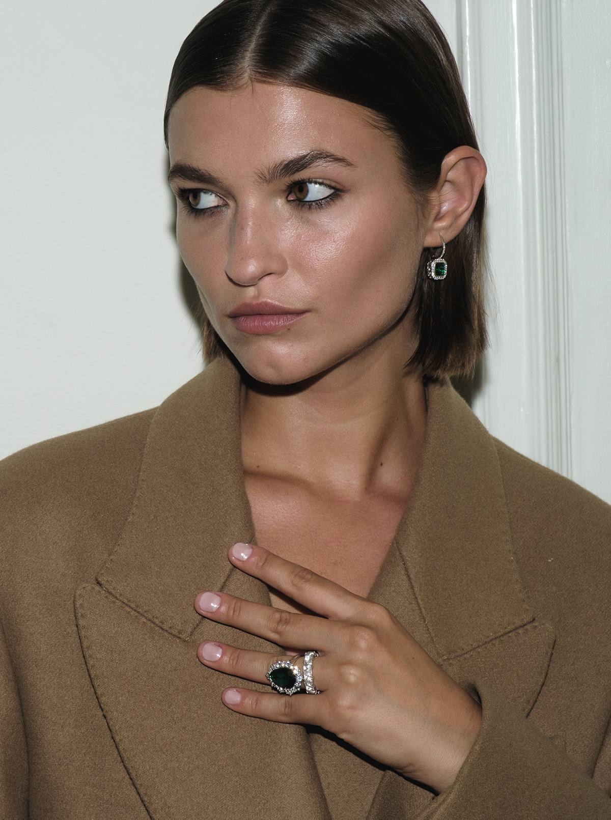 PHILIPPA, LAB NANO CRYSTAL EMERALD EARRINGS