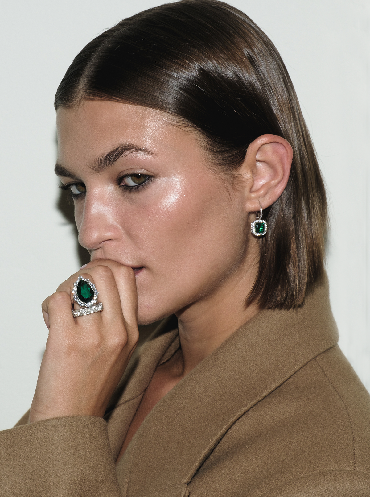 PHILIPPA, LAB NANO CRYSTAL EMERALD EARRINGS