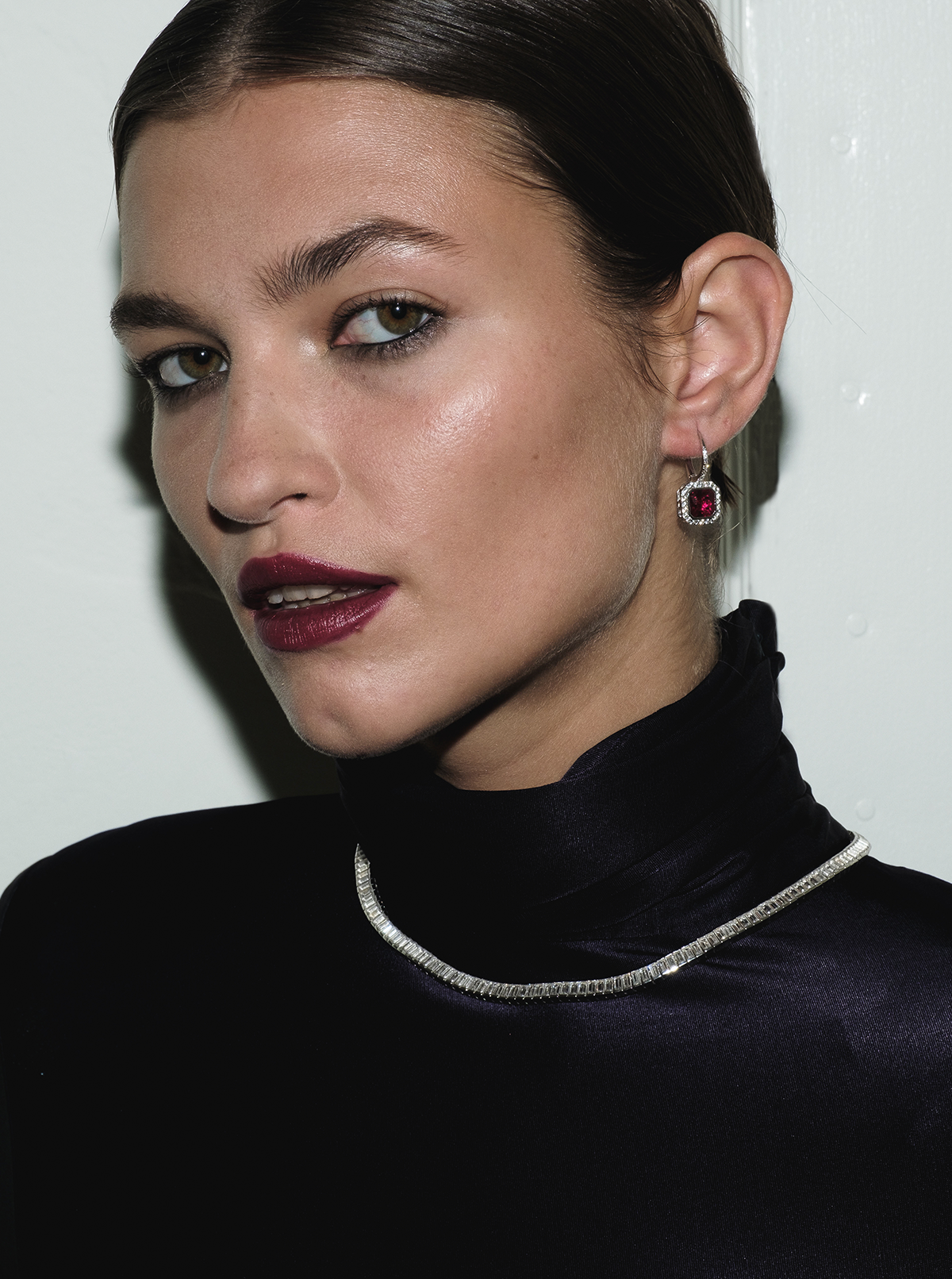 PHILIPPA, LAB RED SAPPHIRE DROP EARRINGS