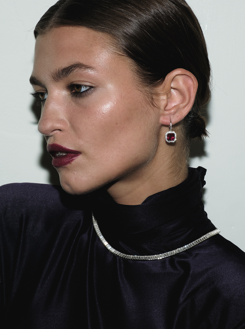 PHILIPPA, LAB-GROWN RED SAPPHIRE DROP EARRINGS