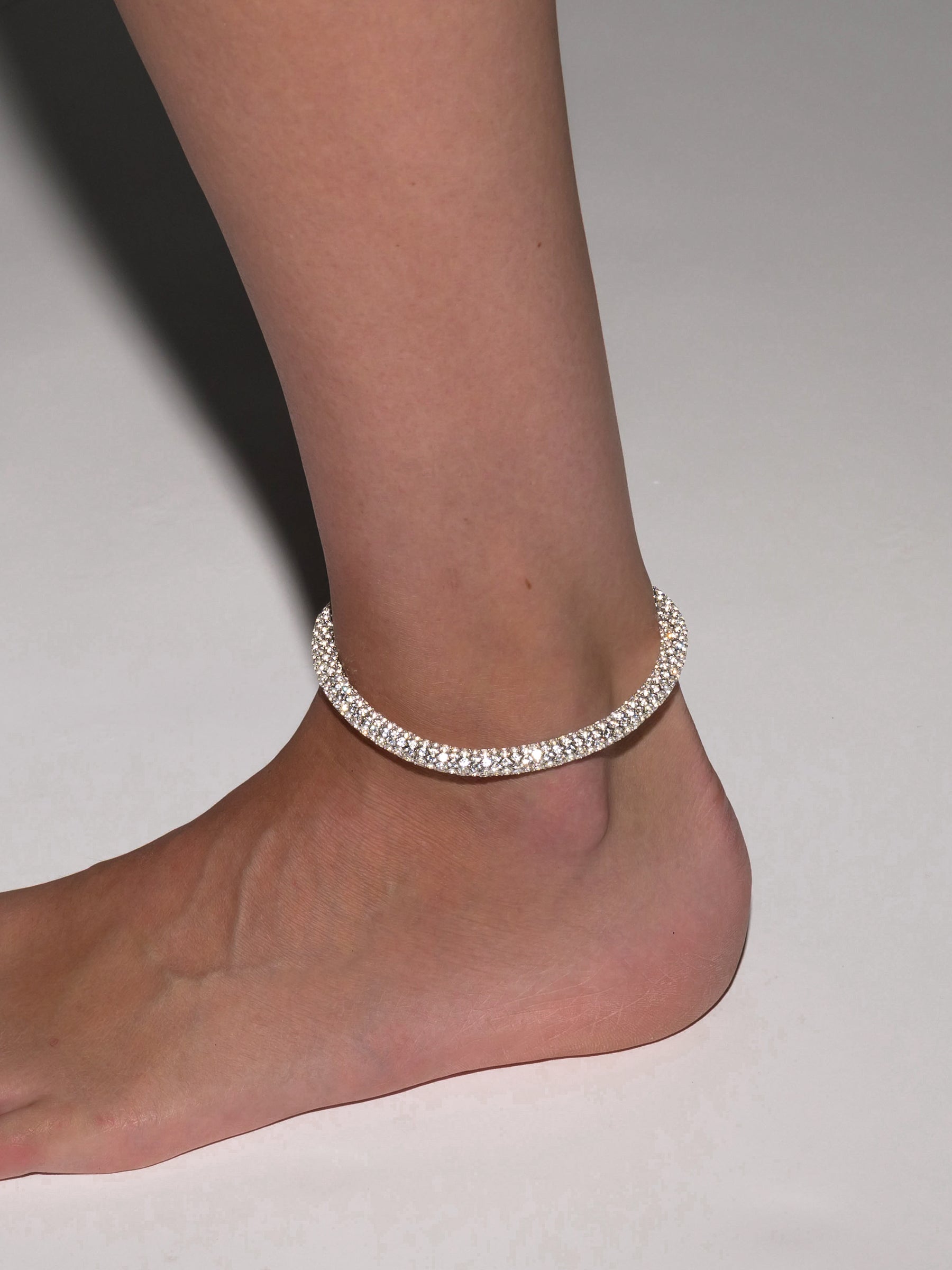 CELESTE ANKLET, LAB WHITE SAPPHIRE, SILVER