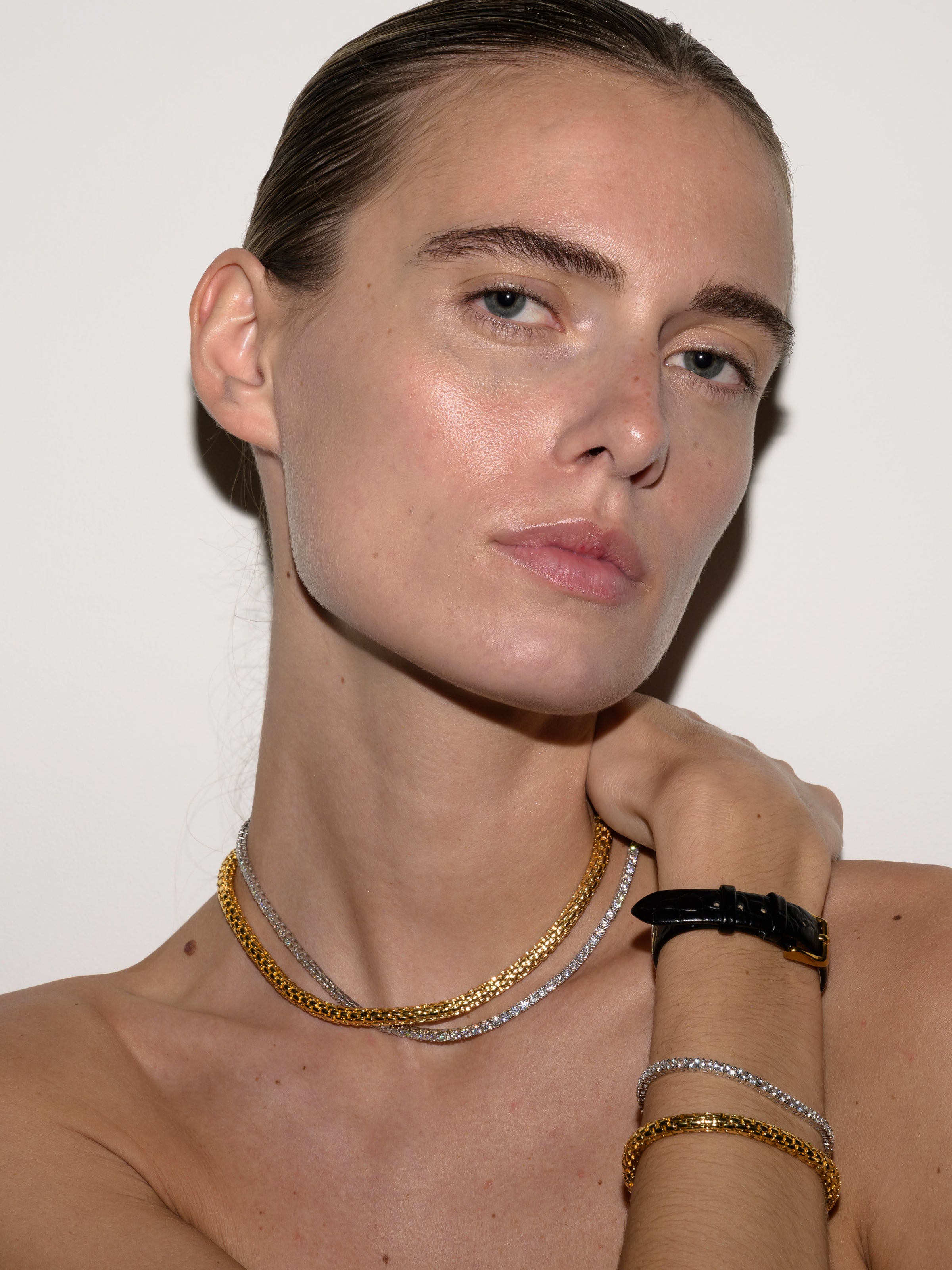 PETITE CASTA BRACELET WITH LAB DIAMOND ACCENT, 18K GOLD VERMEIL
