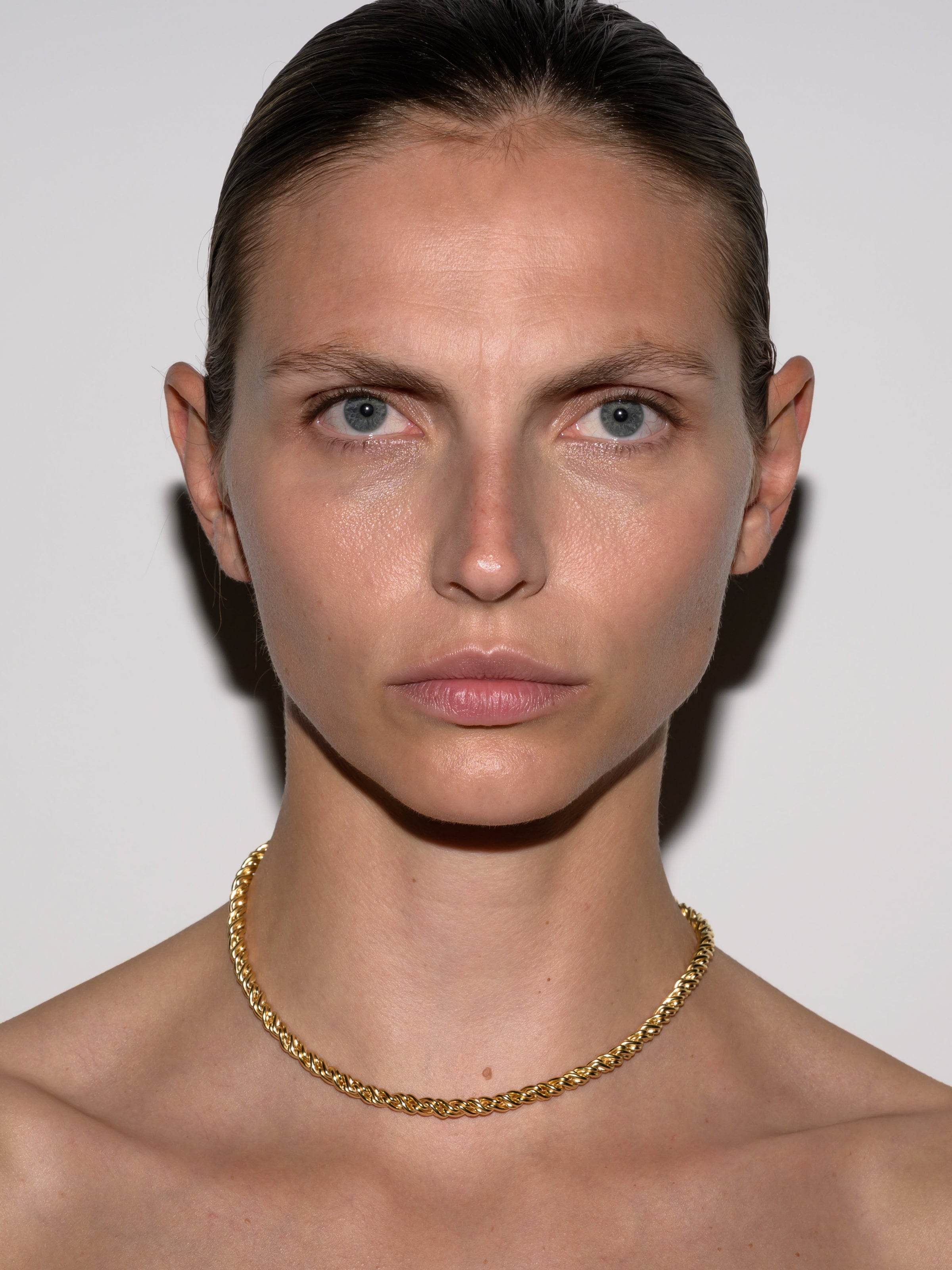 TORSION CHAIN NECKLACE WITH LAB DIAMOND ACCENT, 18K GOLD VERMEIL