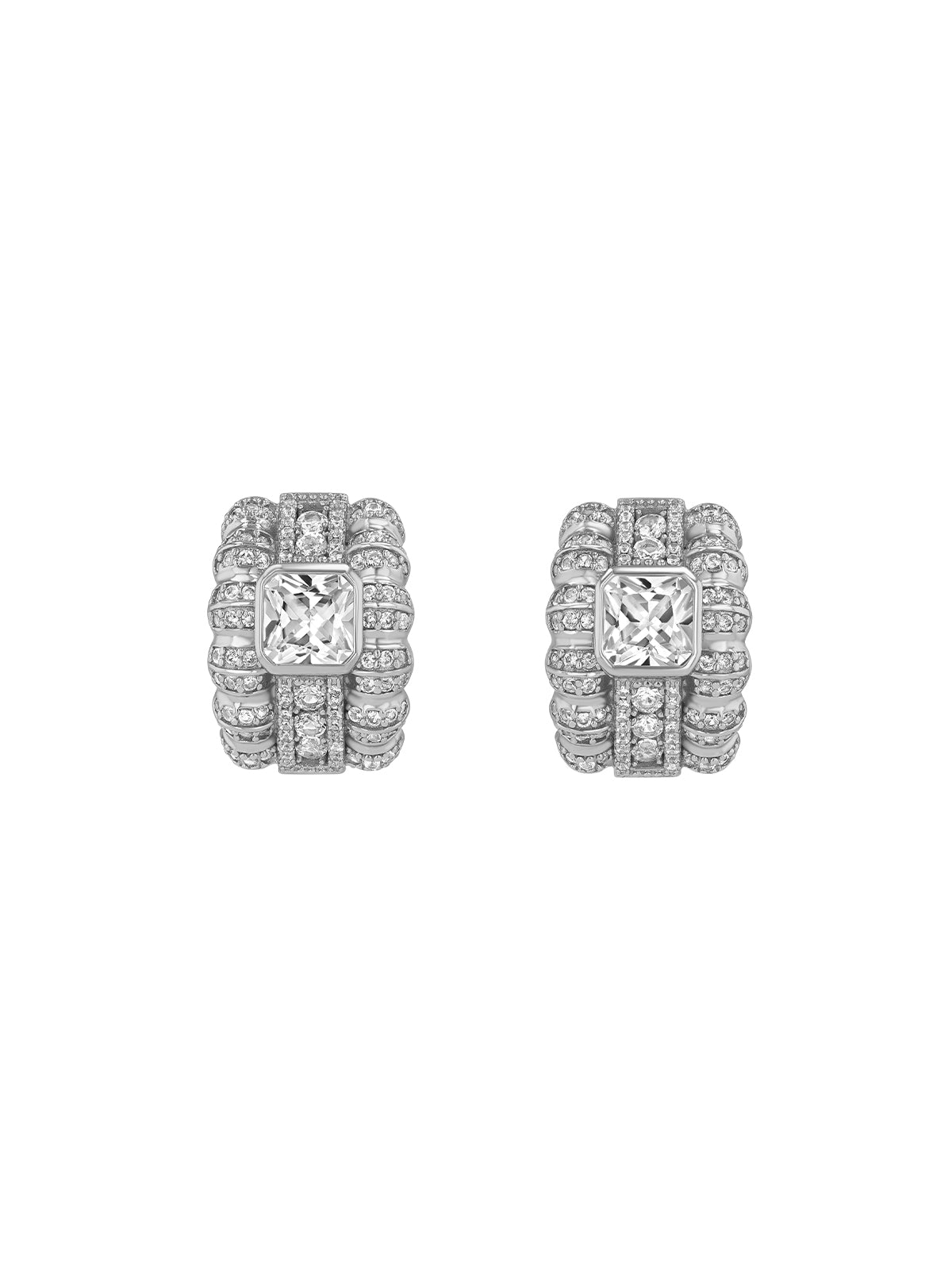 CRAWFORD ASSCHER CUT EARRINGS, SILVER