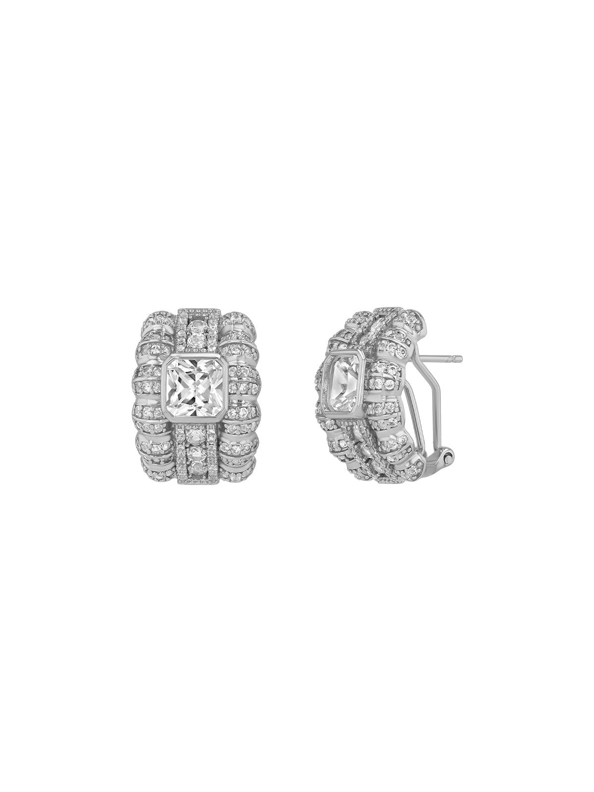 CRAWFORD ASSCHER CUT EARRINGS, SILVER