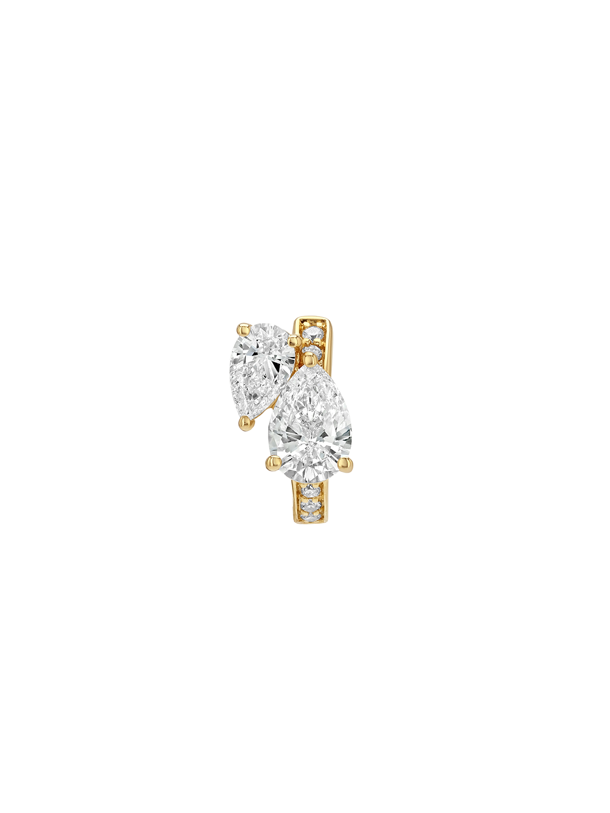 14K DOUBLE PEAR-CUT HUGGIE EARRING IN LAB DIAMOND, 14K YELLOW GOLD