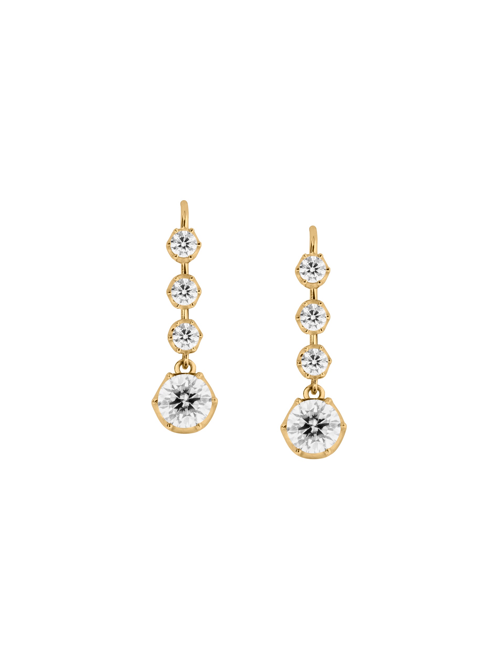 HENRIETTA 4-STONE DROP EARRINGS IN MOISSANITE, 18K GOLD VERMEIL