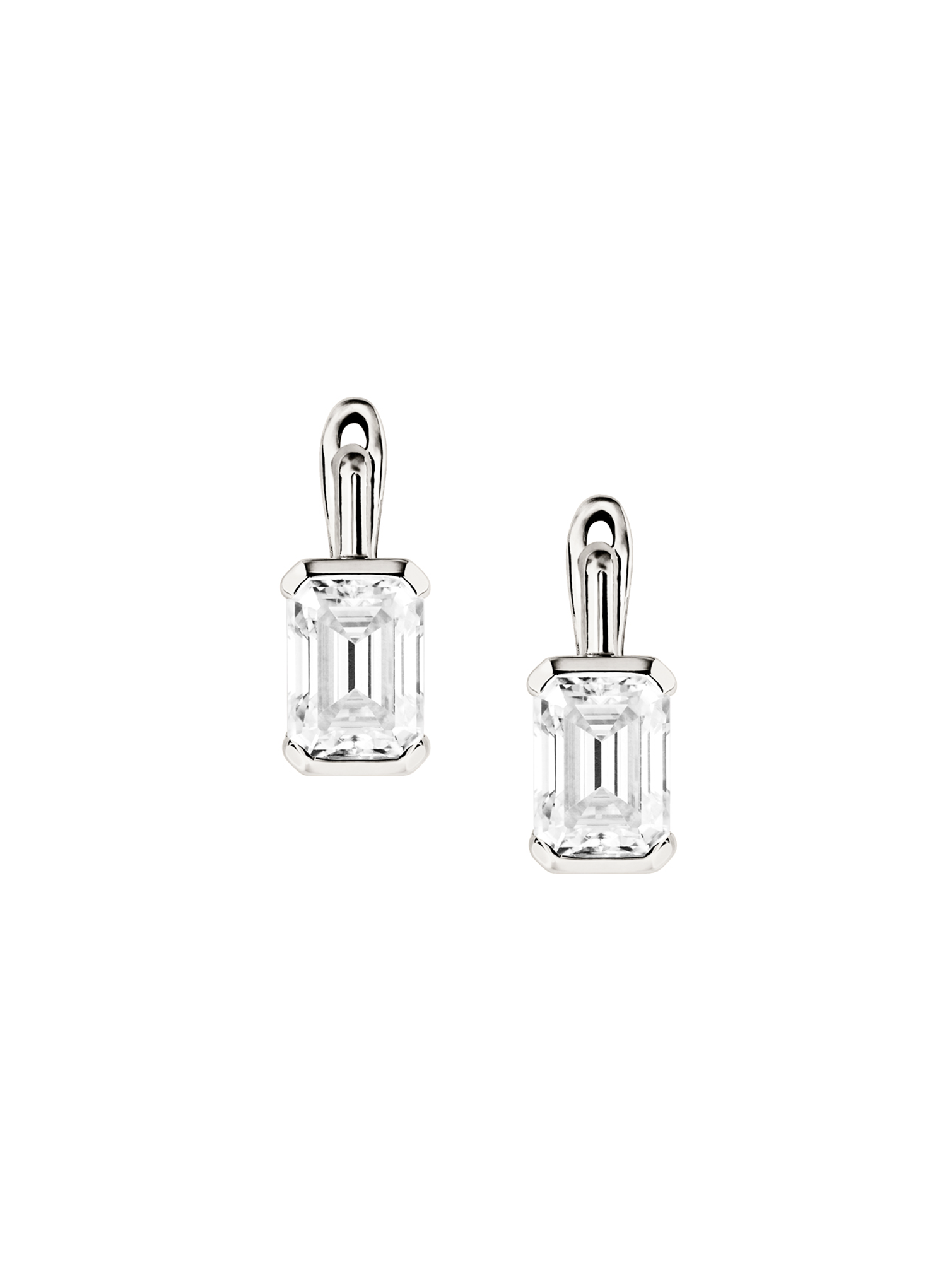 INÈS EMERALD-CUT EARRINGS IN MOISSANITE, STERLING SILVER