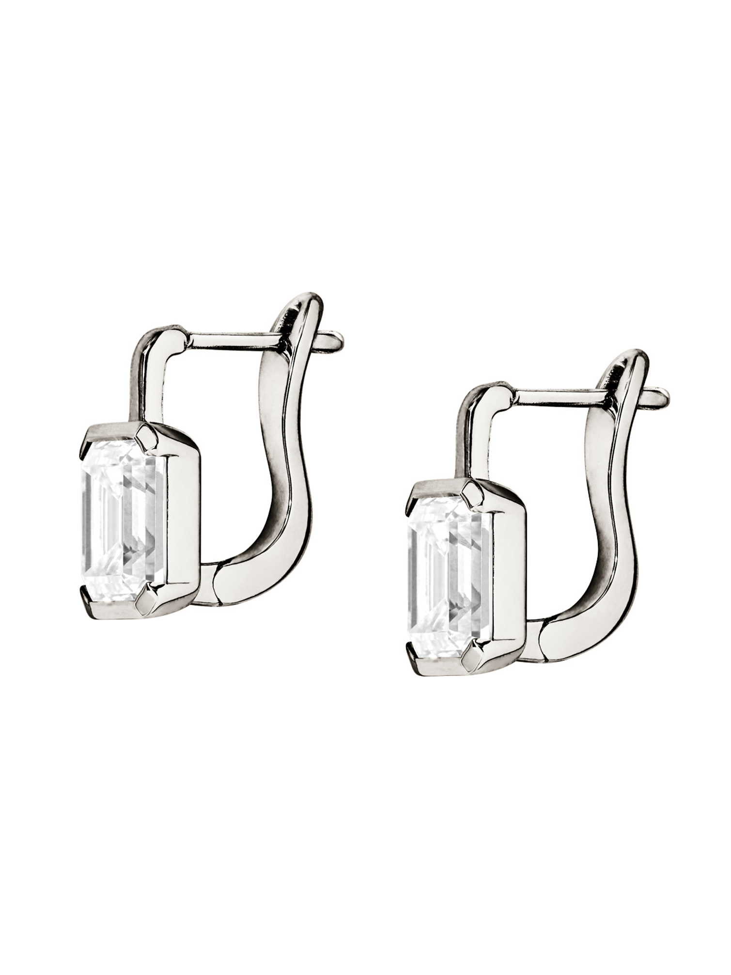INÈS EMERALD-CUT EARRINGS IN MOISSANITE, STERLING SILVER