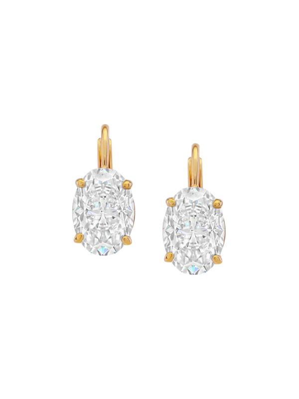 MARIE OVAL-CUT EARRINGS IN MOISSANITE, GOLD VERMEIL