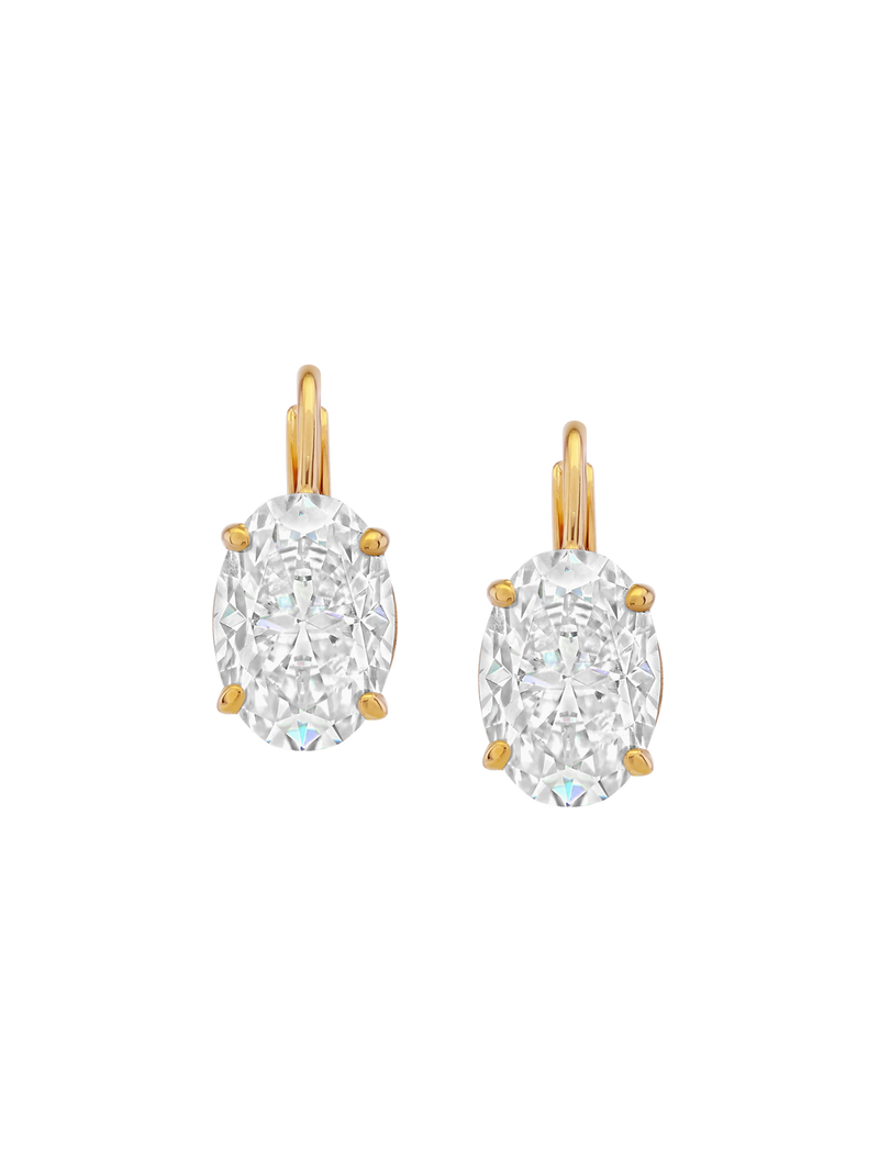 MARIE OVAL-CUT EARRINGS IN MOISSANITE, GOLD VERMEIL