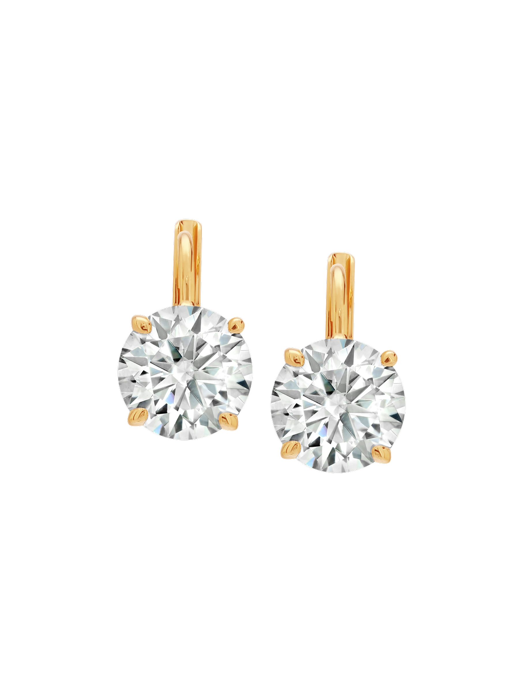 ALIENOR ROUND-CUT LEVERBACK EARRINGS, 18K GOLD VERMEIL