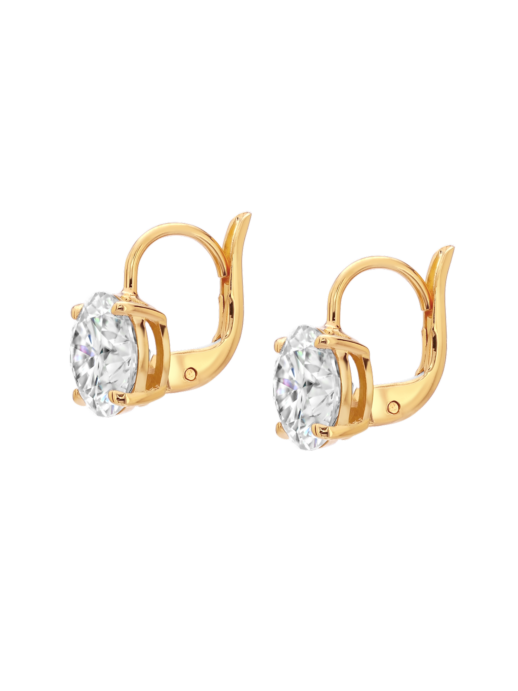 ALIENOR ROUND-CUT LEVERBACK EARRINGS, 18K GOLD VERMEIL