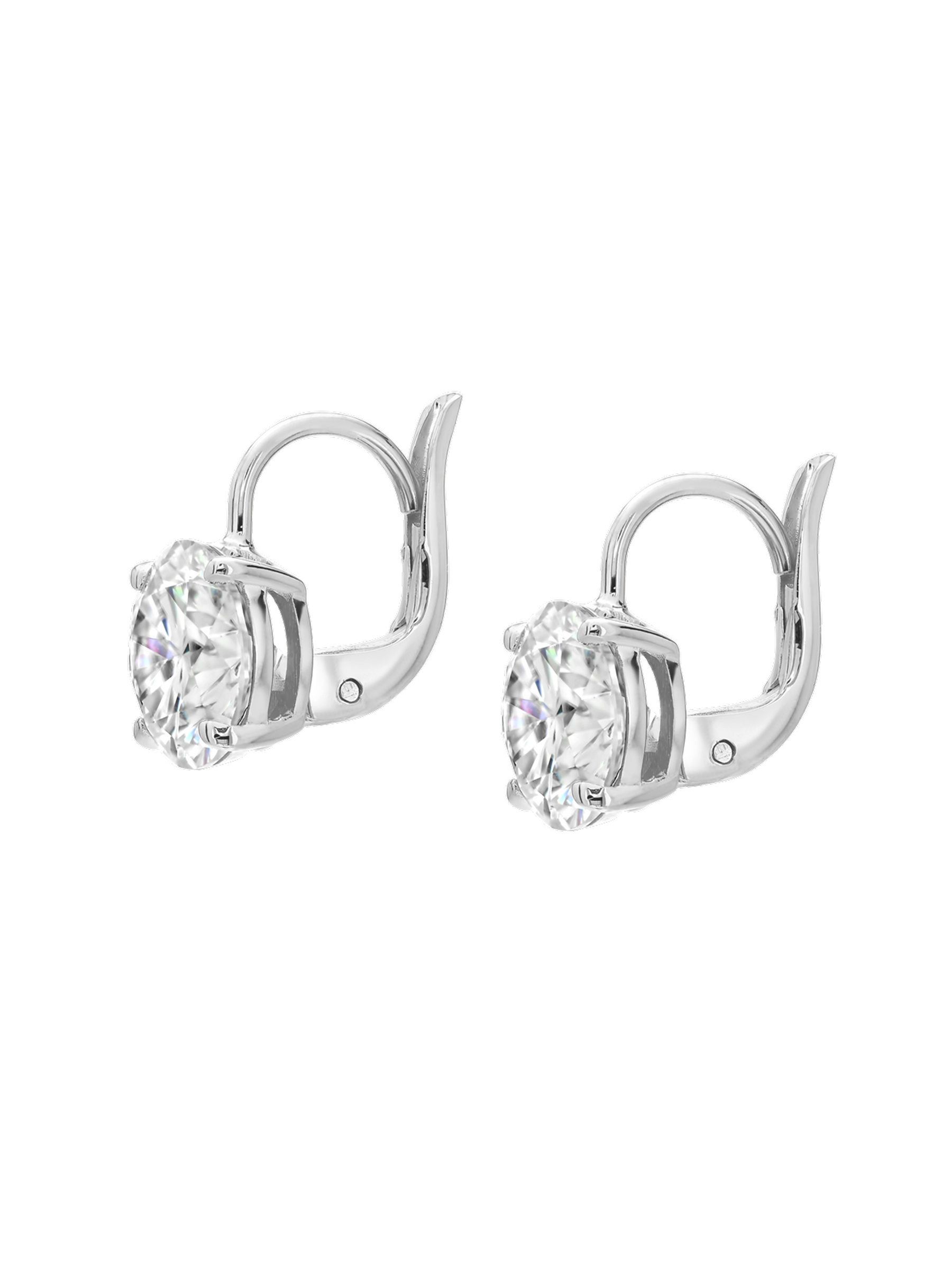 ALIENOR ROUND-CUT LEVERBACK EARRINGS, STERLING SILVER