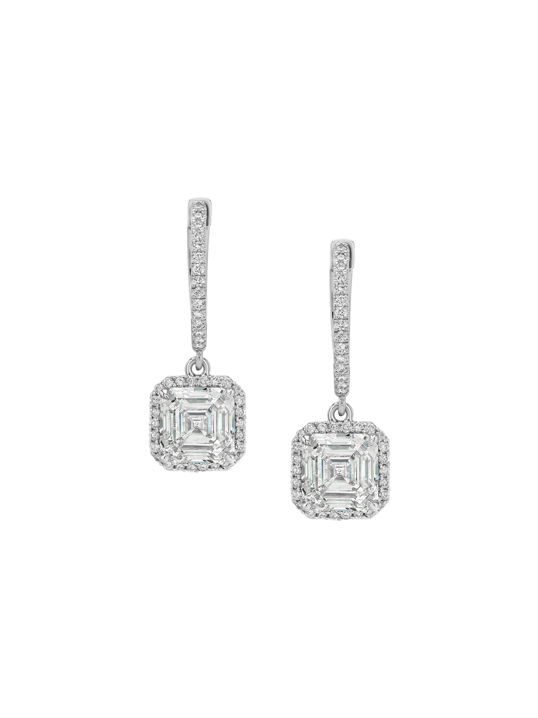 14K BRONWYN ASSCHER-CUT EARRINGS IN LAB DIAMOND, 14K WHITE GOLD