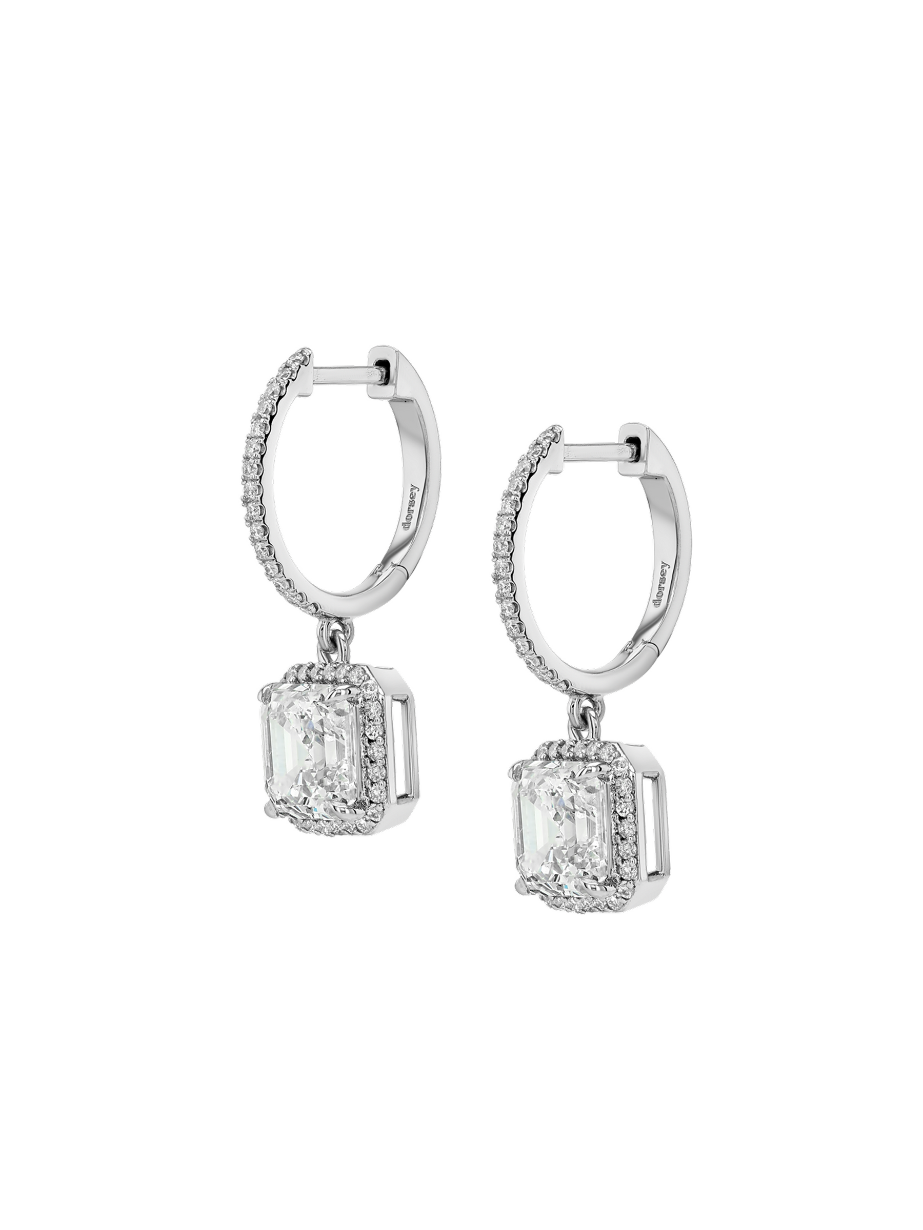 14K BRONWYN ASSCHER-CUT EARRINGS IN LAB DIAMOND, 14K WHITE GOLD