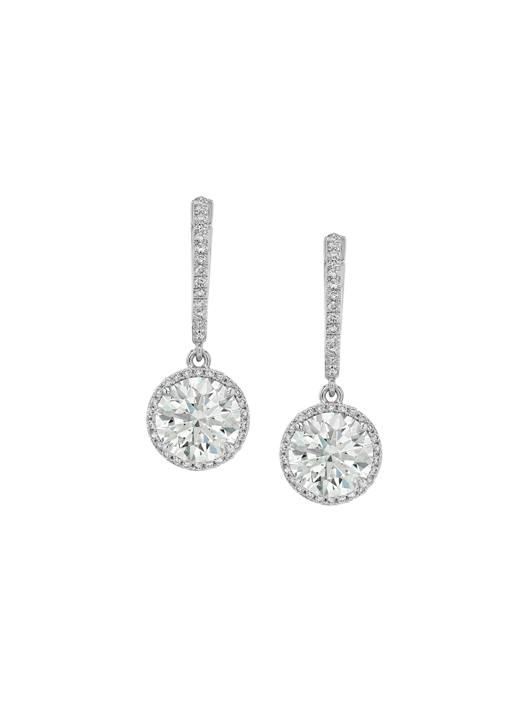 14K BRONWYN ROUND-CUT EARRINGS IN LAB DIAMOND, 14K WHITE GOLD