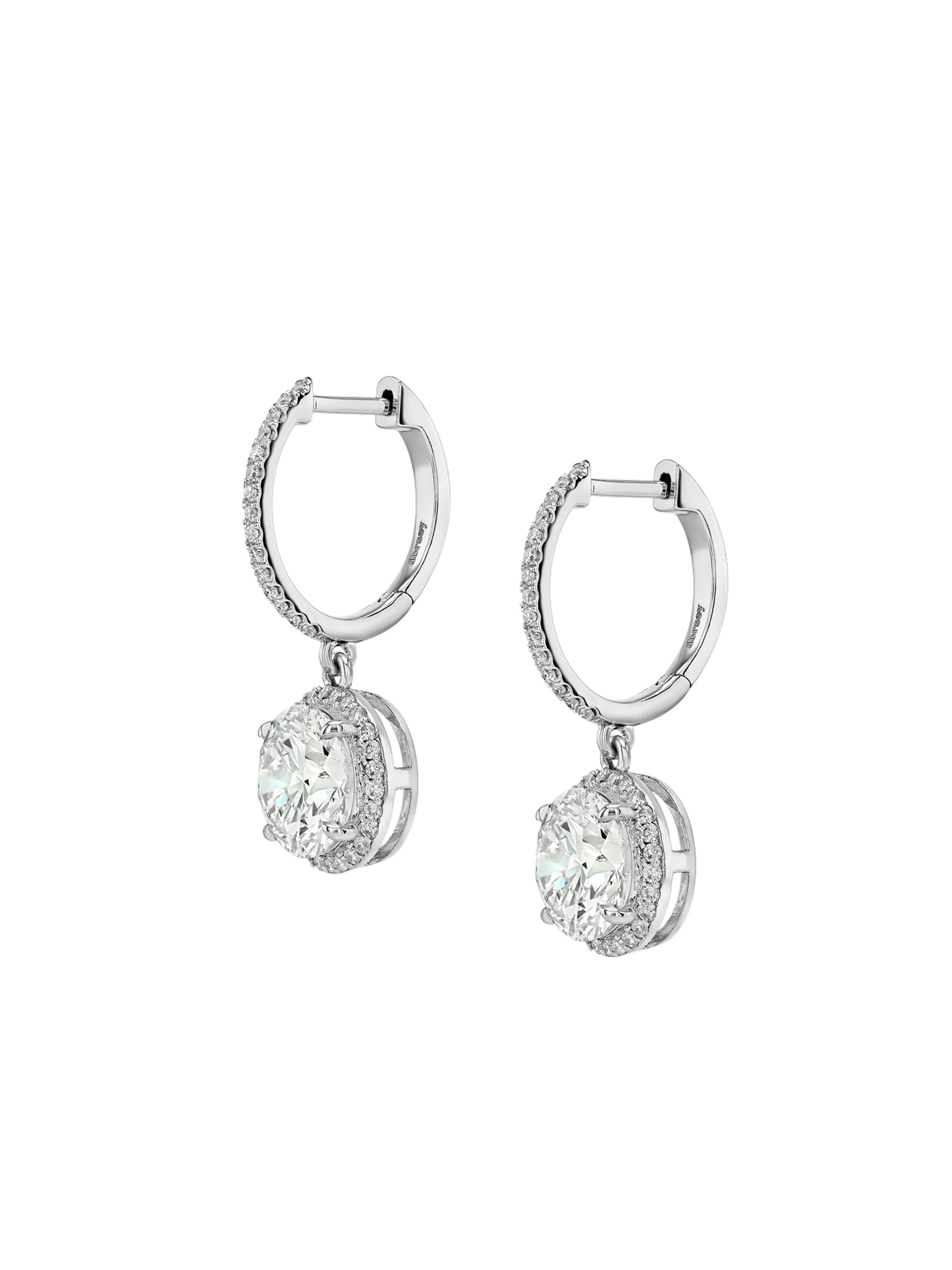 14K BRONWYN ROUND-CUT EARRINGS IN LAB DIAMOND, 14K WHITE GOLD