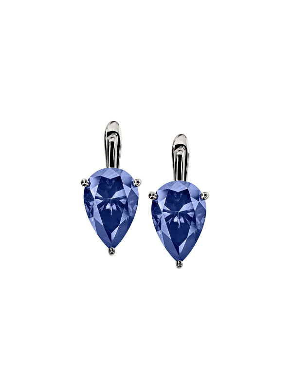 PORTER PEAR-CUT EARRINGS IN SLATE BLUE MOISSANITE