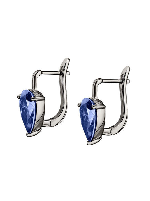 PORTER PEAR-CUT EARRINGS IN SLATE BLUE MOISSANITE
