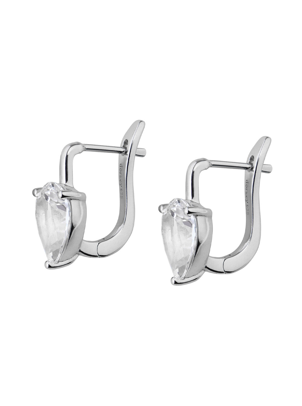 PORTER PEAR CUT LAB WHITE DROP EARRINGS, SILVER