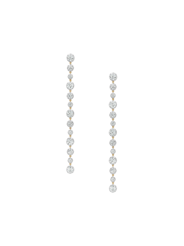 LONG SYLVIE RIVIÈRE EARRINGS IN MOISSANITE, GOLD VERMEIL WITH WHITE RHODIUM BEZEL