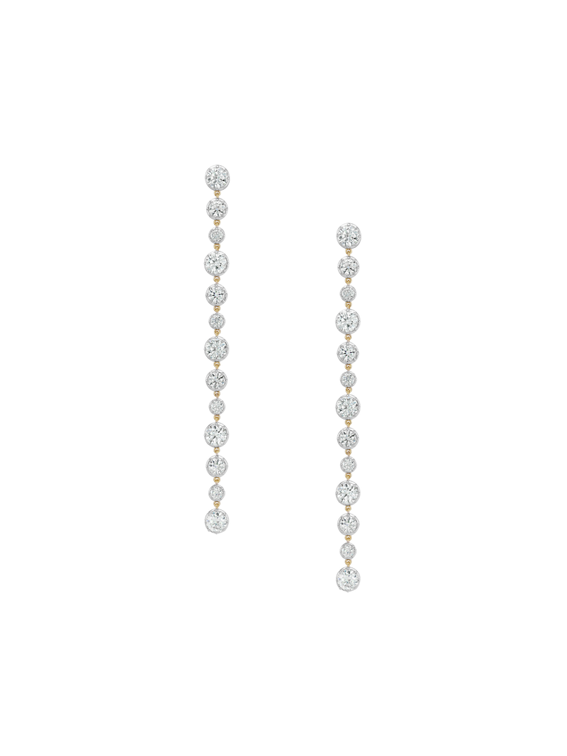LONG SYLVIE RIVIÈRE EARRINGS IN MOISSANITE, GOLD VERMEIL WITH WHITE RHODIUM BEZEL